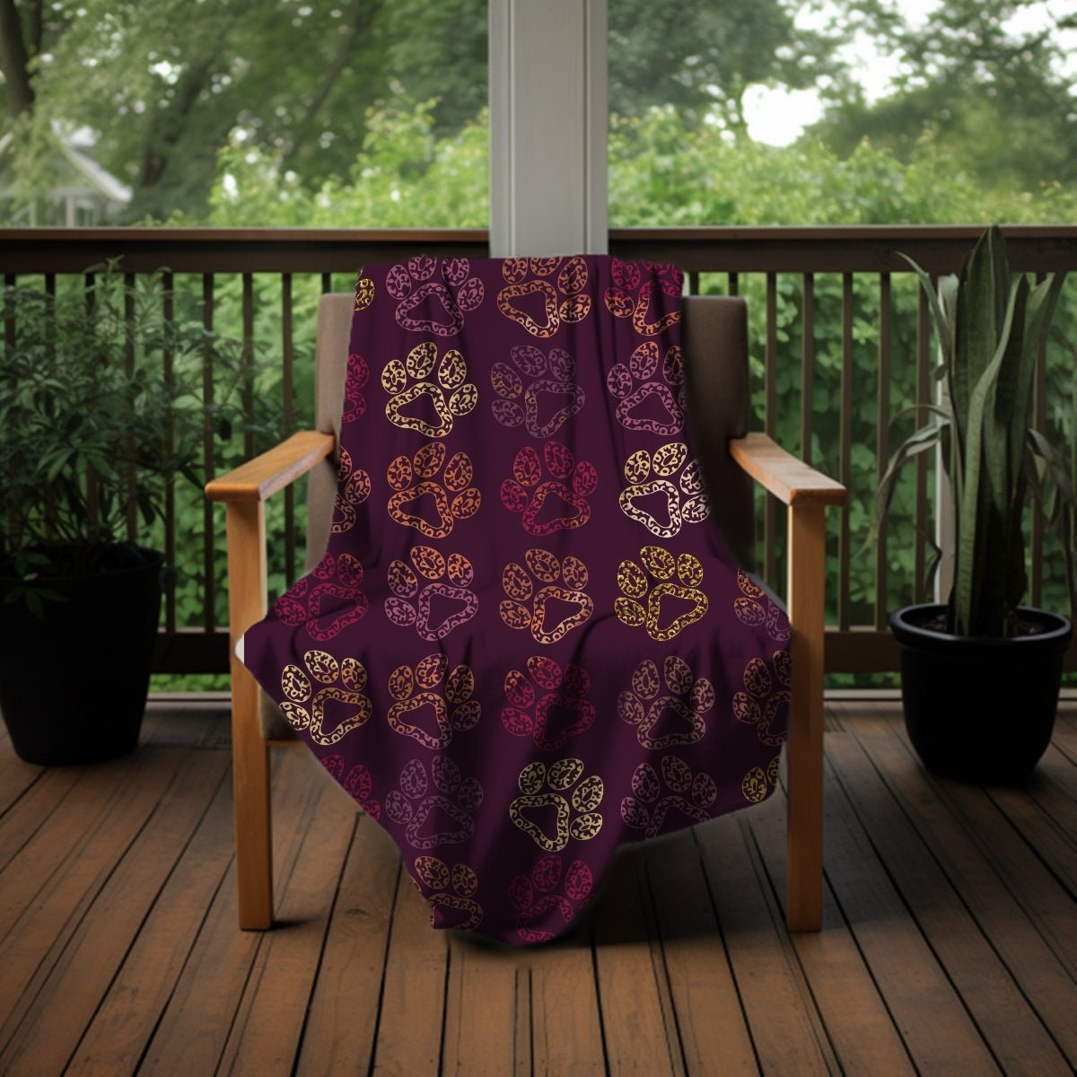 Plum Paw Prints Throw Blanket - DoggyLoveandMore