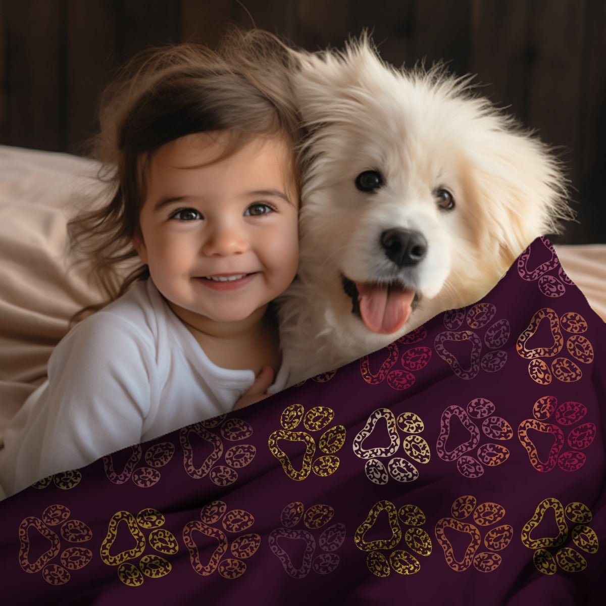 Plum Paw Prints Throw Blanket - DoggyLoveandMore