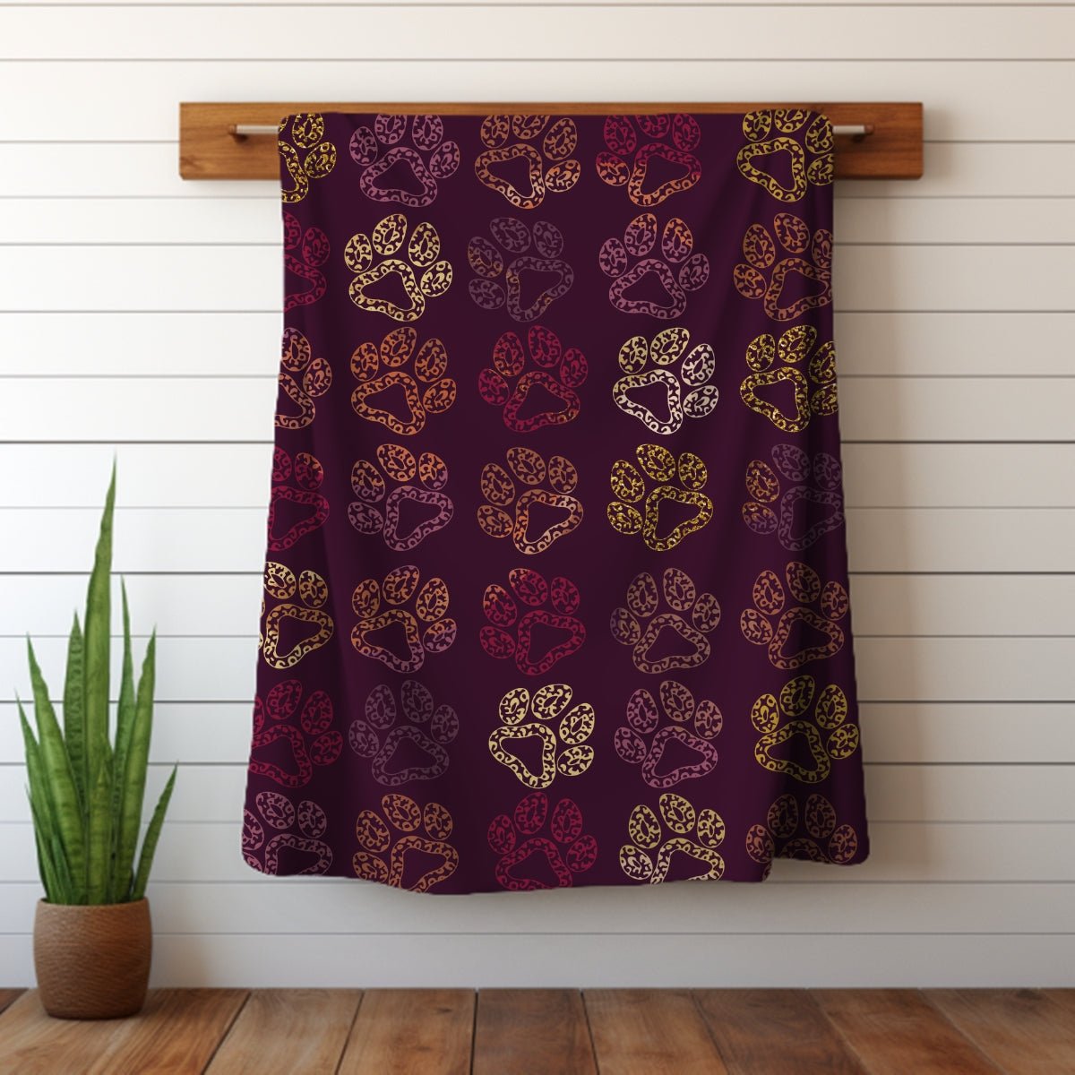 Plum Paw Prints Throw Blanket - DoggyLoveandMore