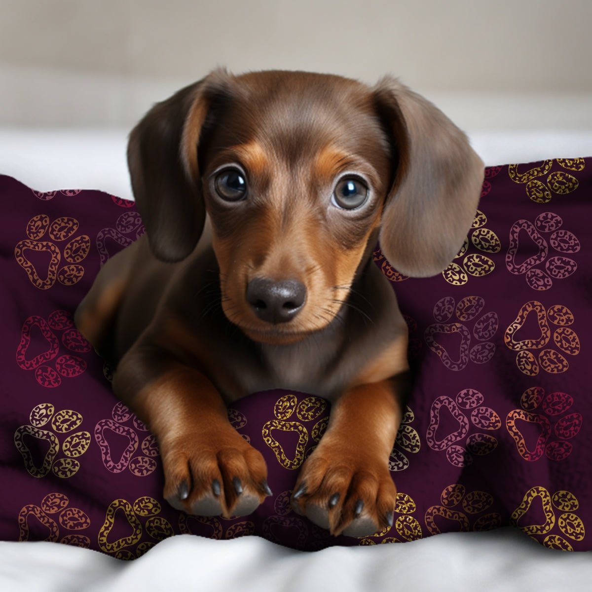 Plum Paw Prints Throw Blanket - DoggyLoveandMore