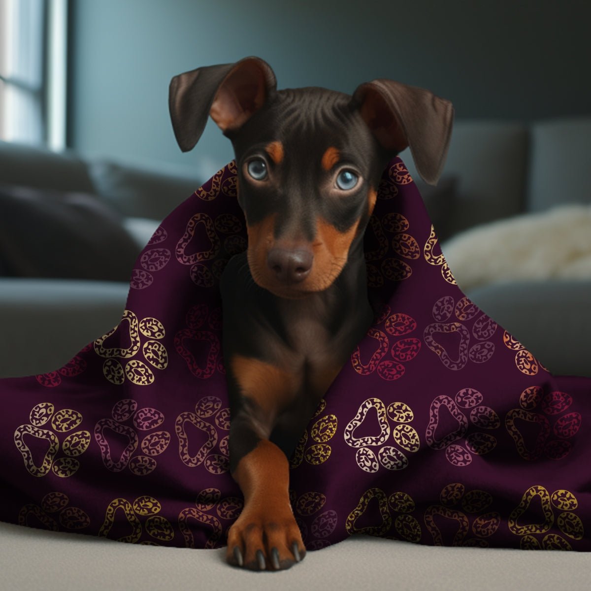 Plum Paw Prints Throw Blanket - DoggyLoveandMore