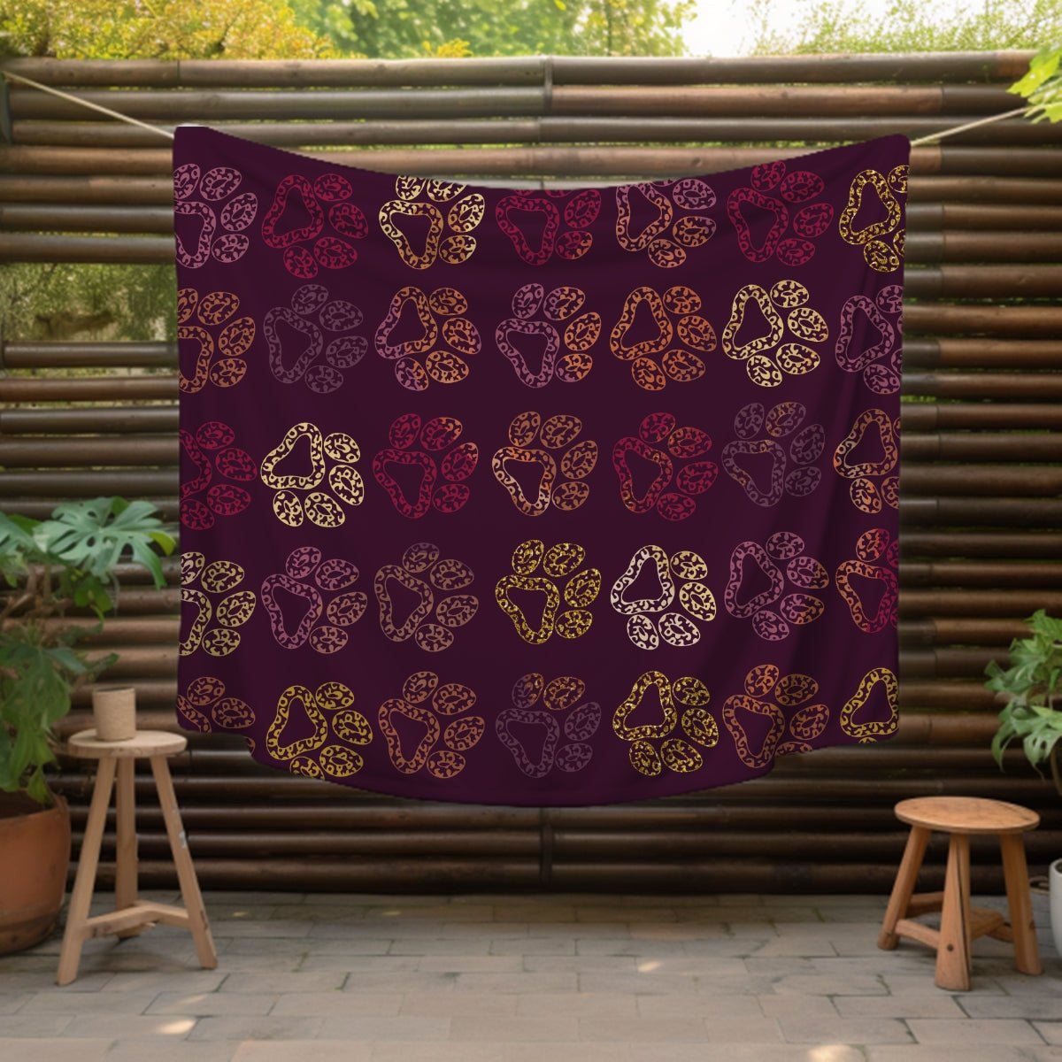 Plum Paw Prints Throw Blanket - DoggyLoveandMore