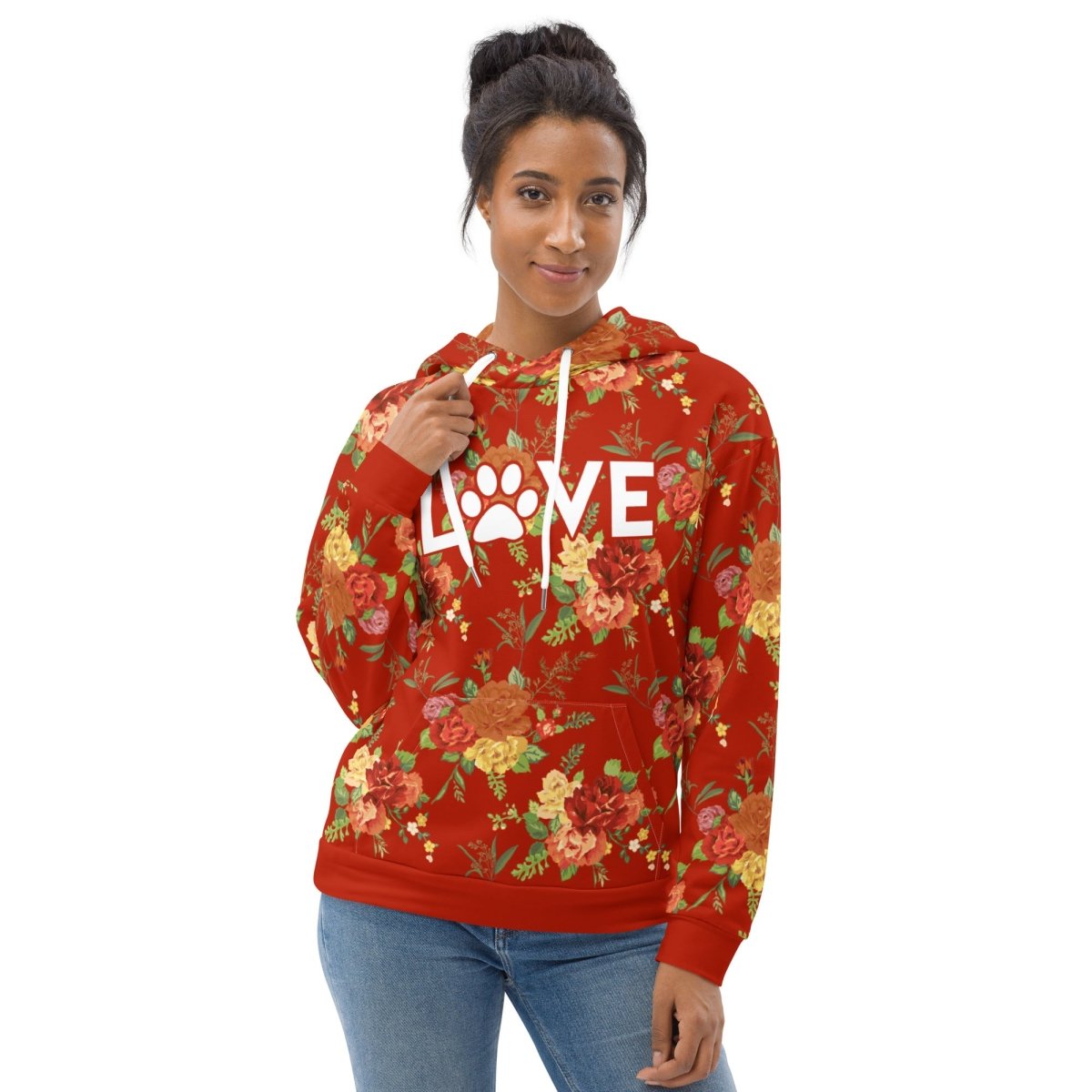 Red Floral Dog Mom Hoodie - DoggyLoveandMore