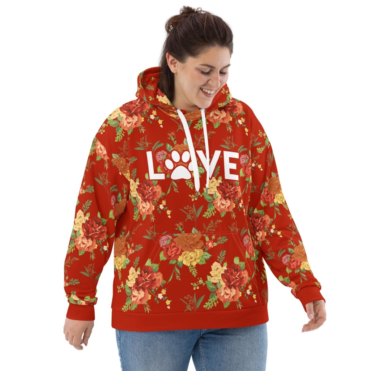 Red Floral Dog Mom Hoodie - DoggyLoveandMore