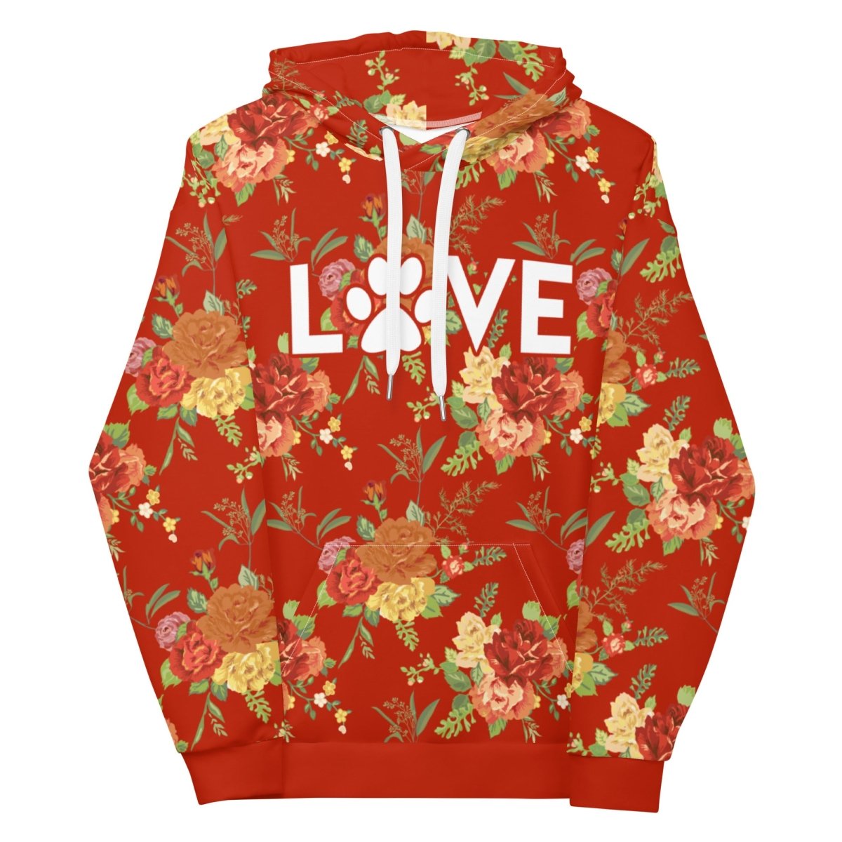 Red Floral Dog Mom Hoodie - DoggyLoveandMore