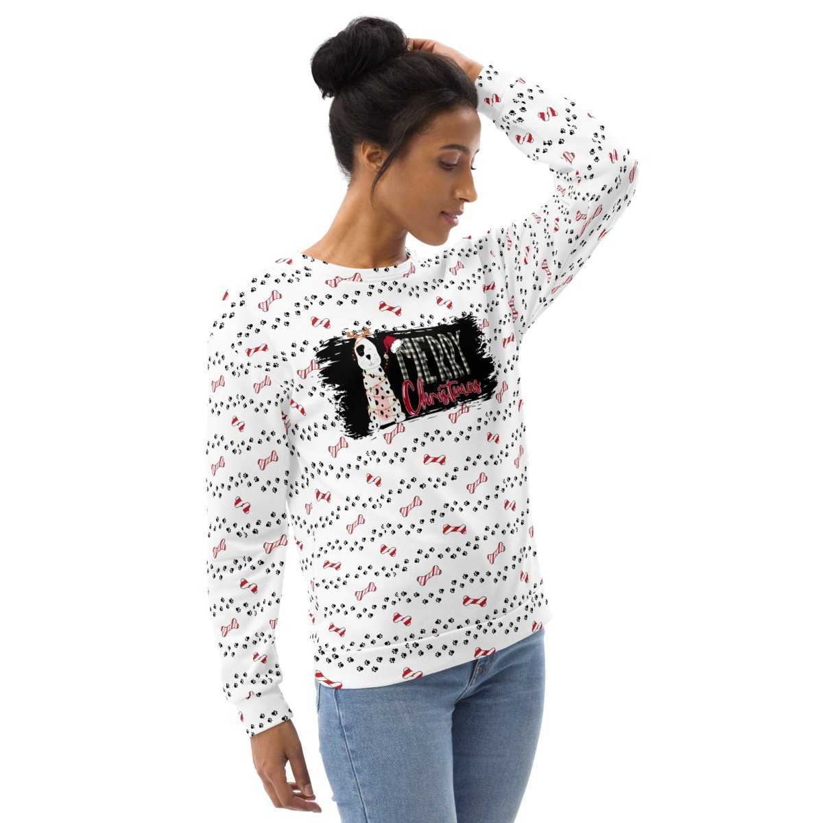 White Merry Christmas Paw Sweatshirt - DoggyLoveandMore