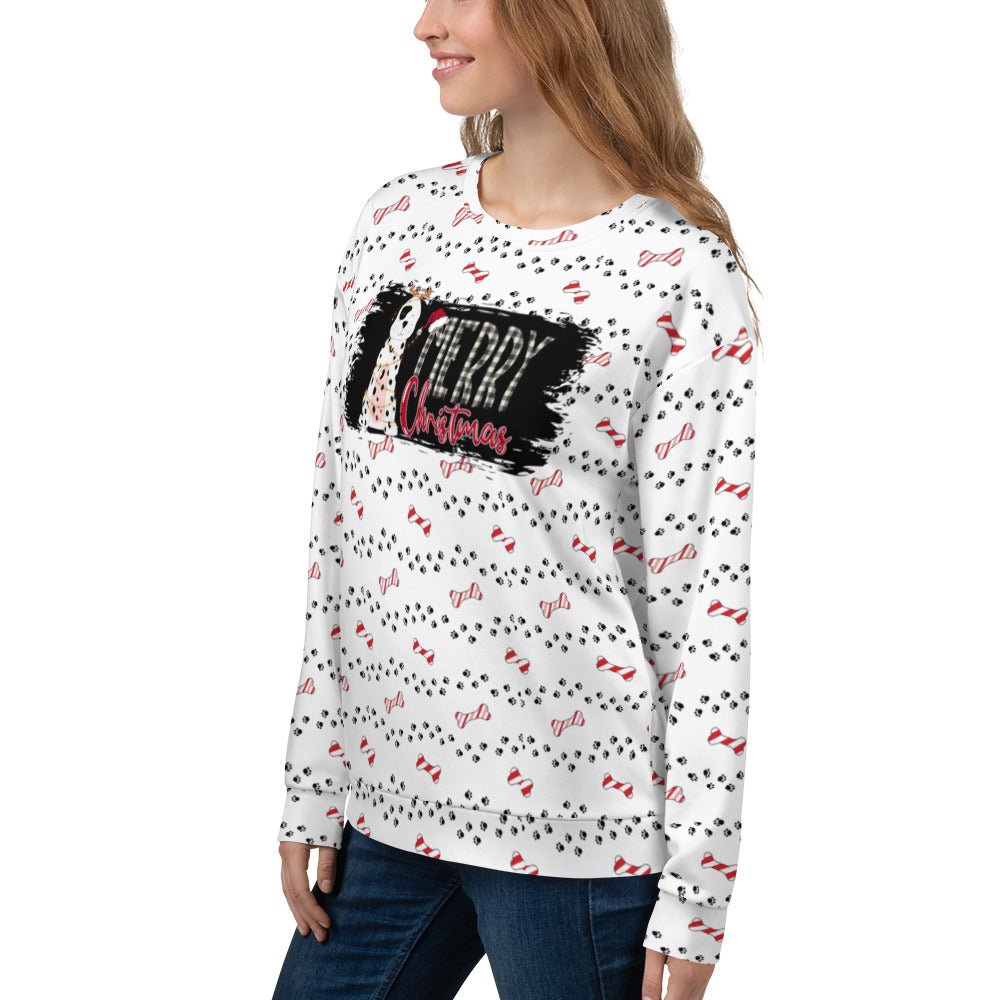 White Merry Christmas Paw Sweatshirt - DoggyLoveandMore