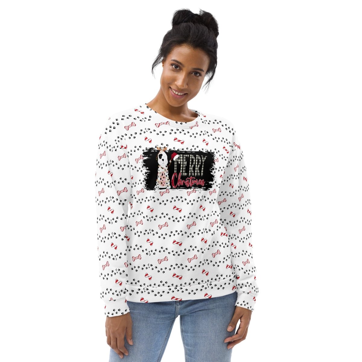 White Merry Christmas Paw Sweatshirt - DoggyLoveandMore