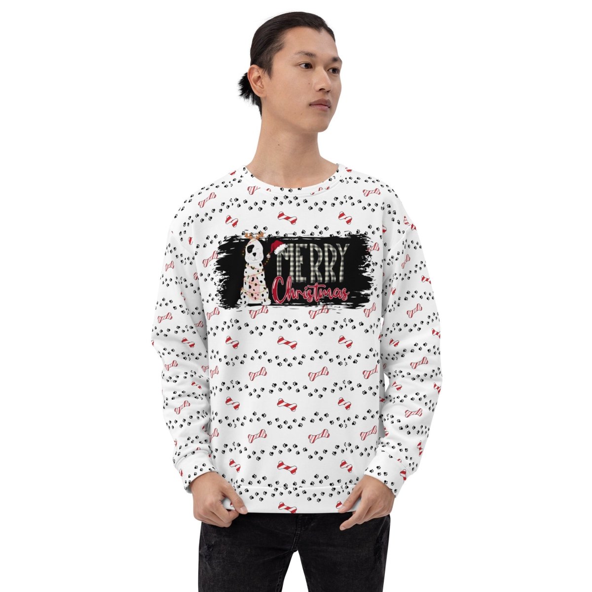 White Merry Christmas Paw Sweatshirt - DoggyLoveandMore