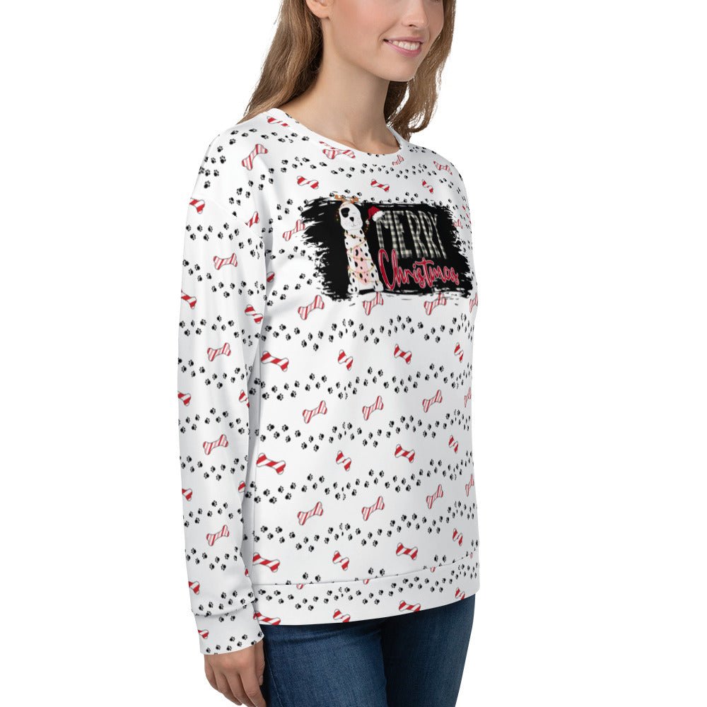 White Merry Christmas Paw Sweatshirt - DoggyLoveandMore