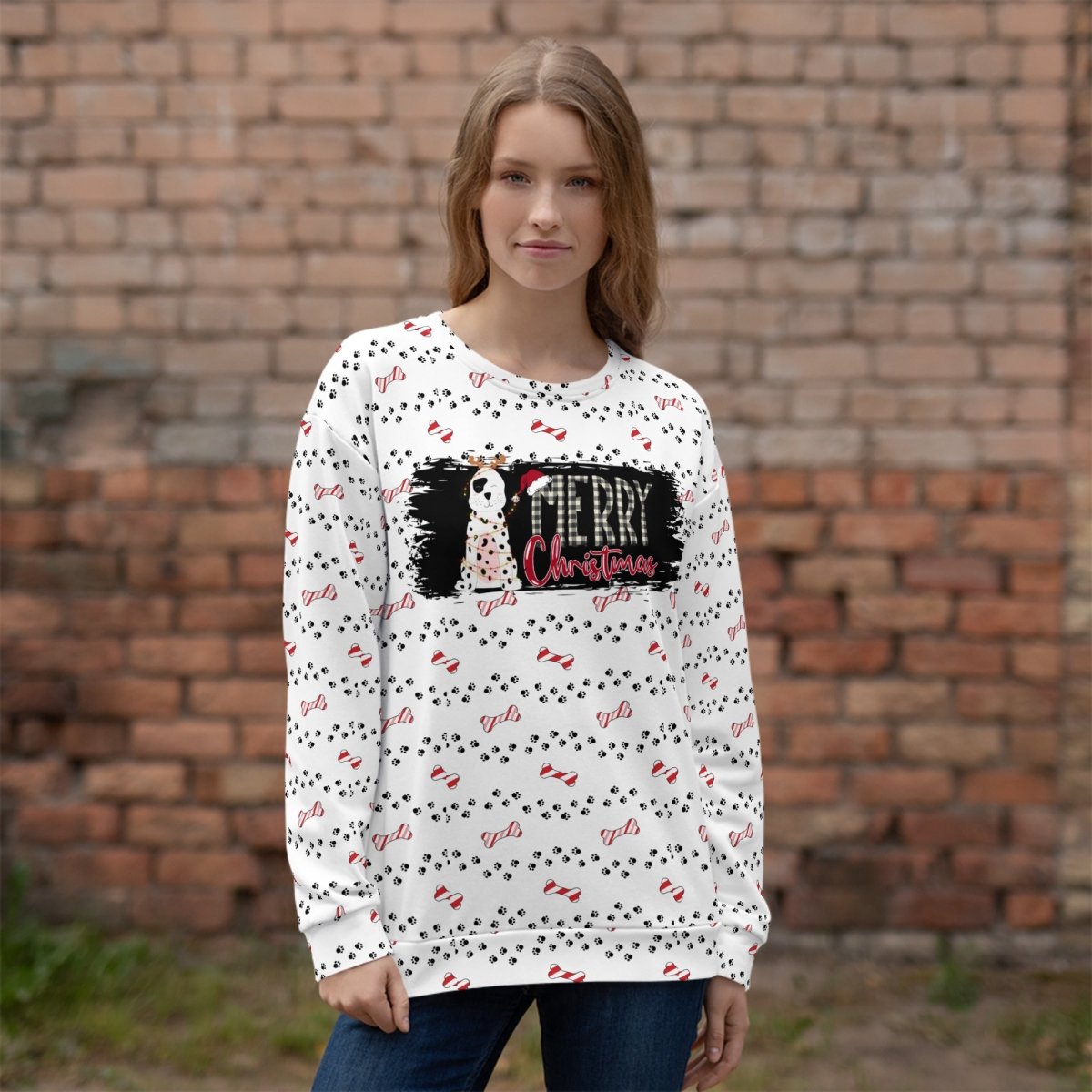 White Merry Christmas Paw Sweatshirt - DoggyLoveandMore