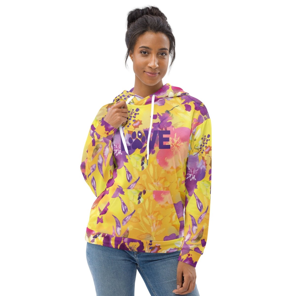 Yellow Floral Dog Mom Hoodie - DoggyLoveandMore