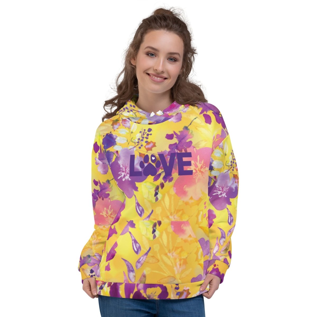 Yellow Floral Dog Mom Hoodie - DoggyLoveandMore