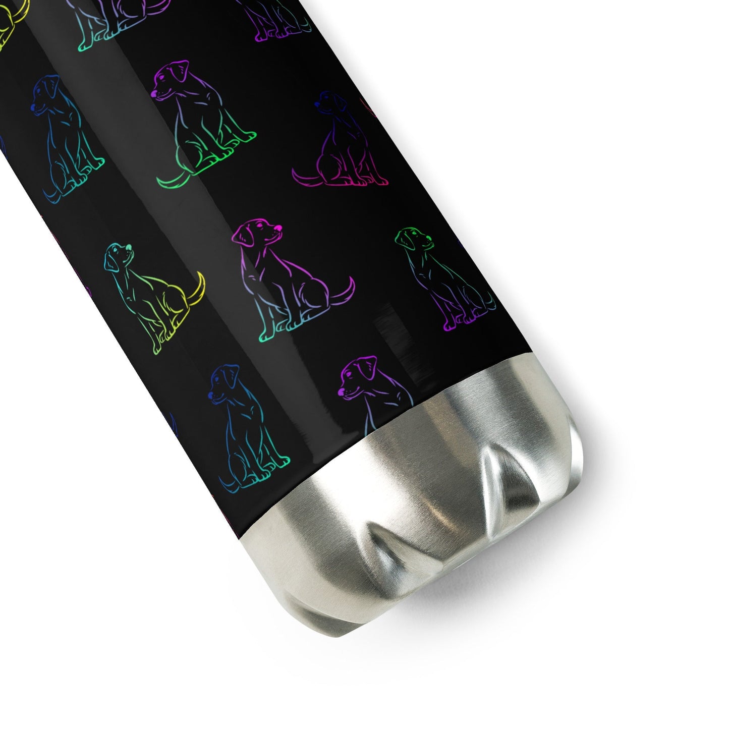Black Rainbow Dog Stainless Steel Water Bottle - DoggyLoveandMore