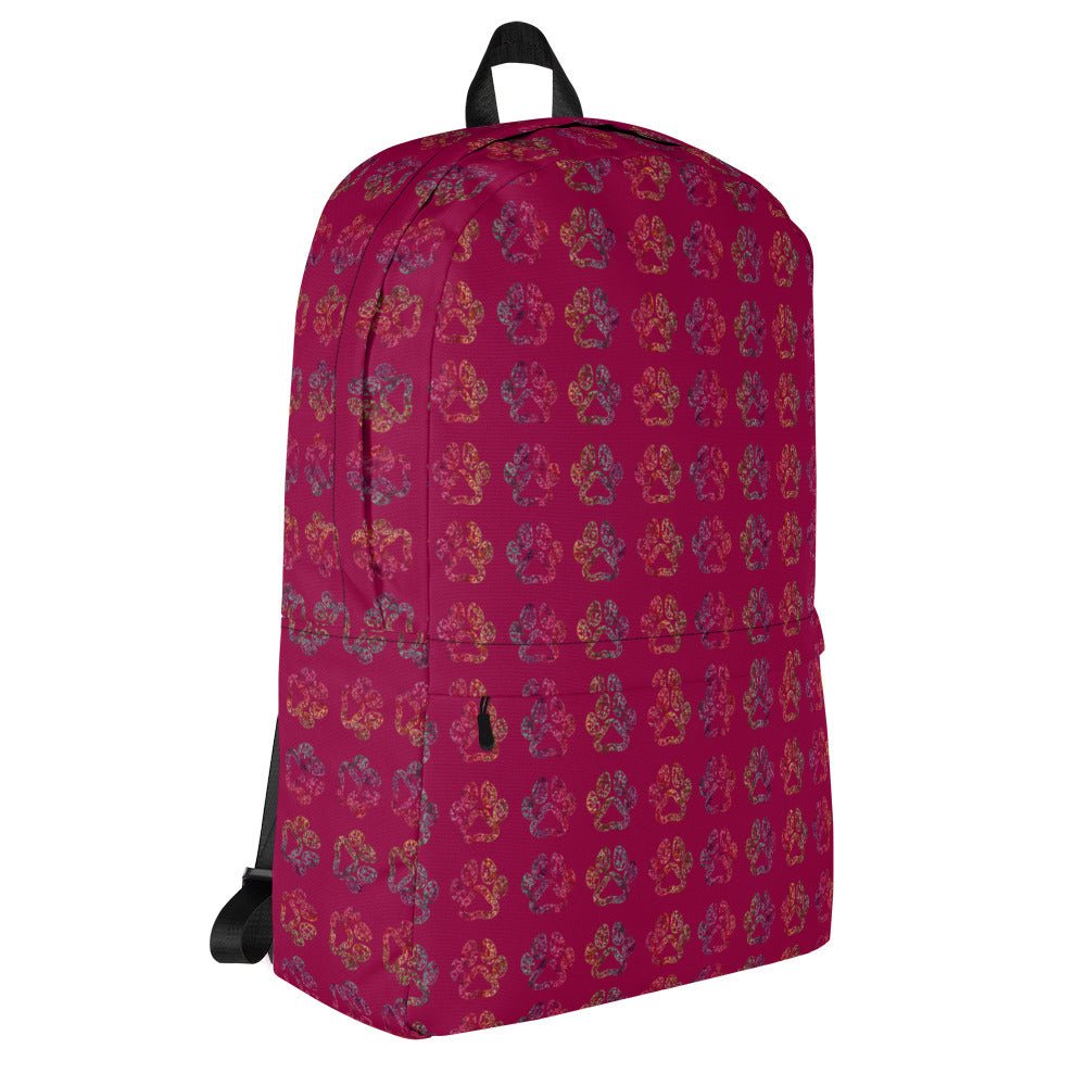 Burgundy Paw Prints Backpack - DoggyLoveandMore