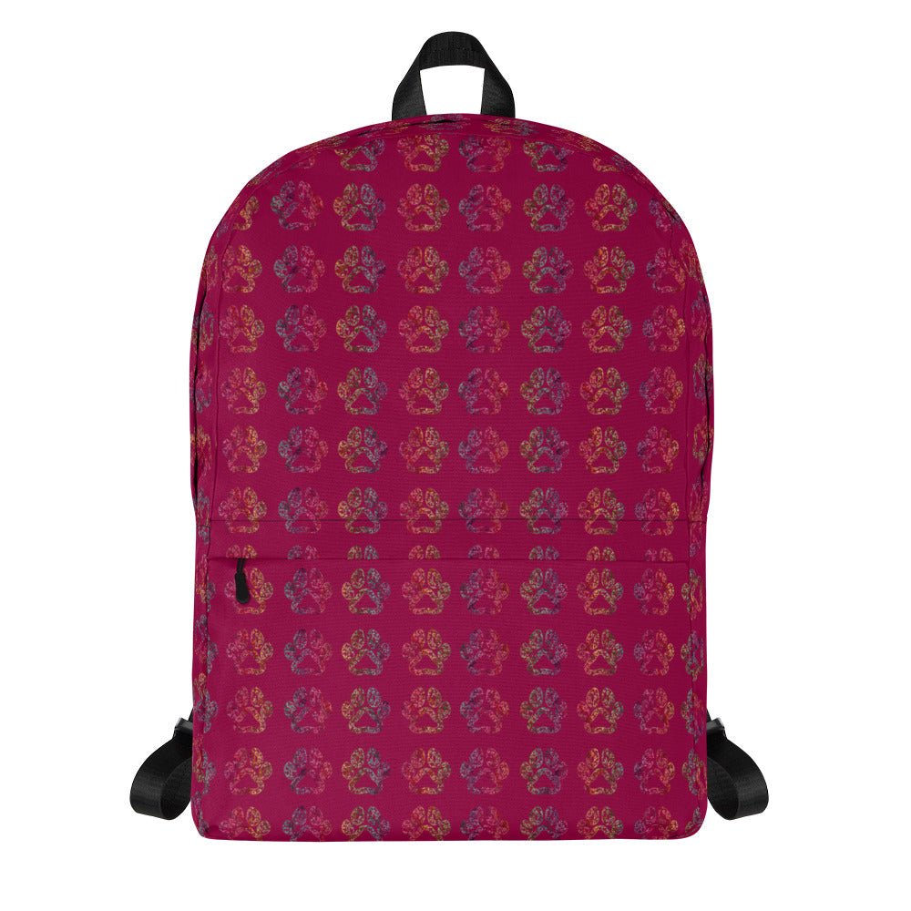 Burgundy Paw Prints Backpack - DoggyLoveandMore