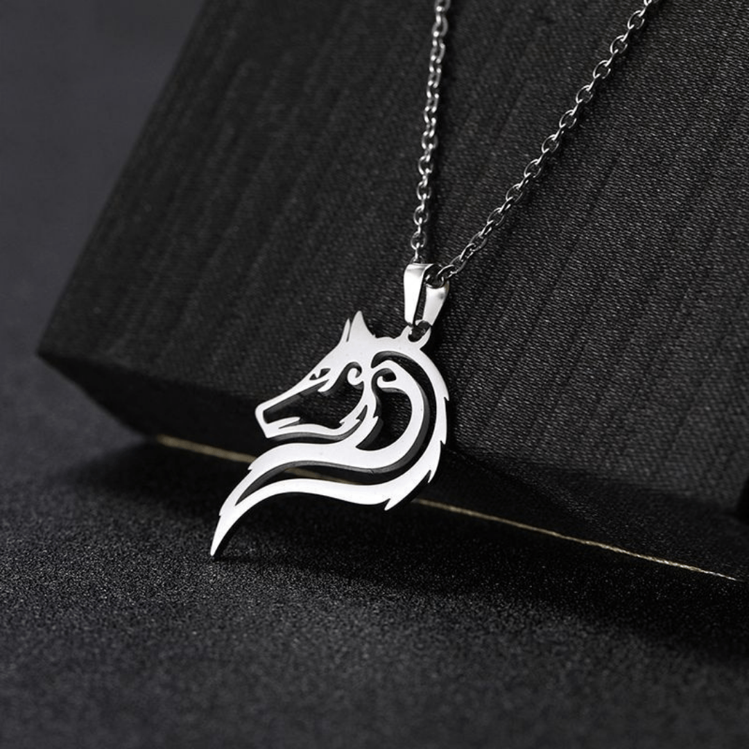 Carved Wolf Pendant Necklace - DoggyLoveandMore