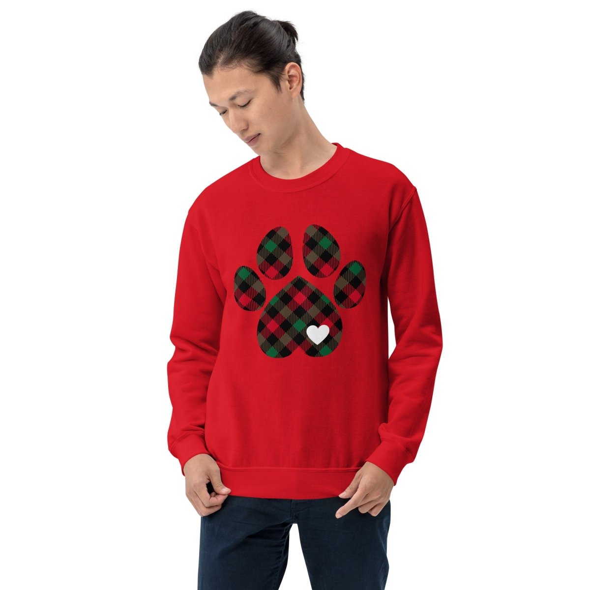 Christmas Plaid Dog Paw Sweatshirt - DoggyLoveandMore