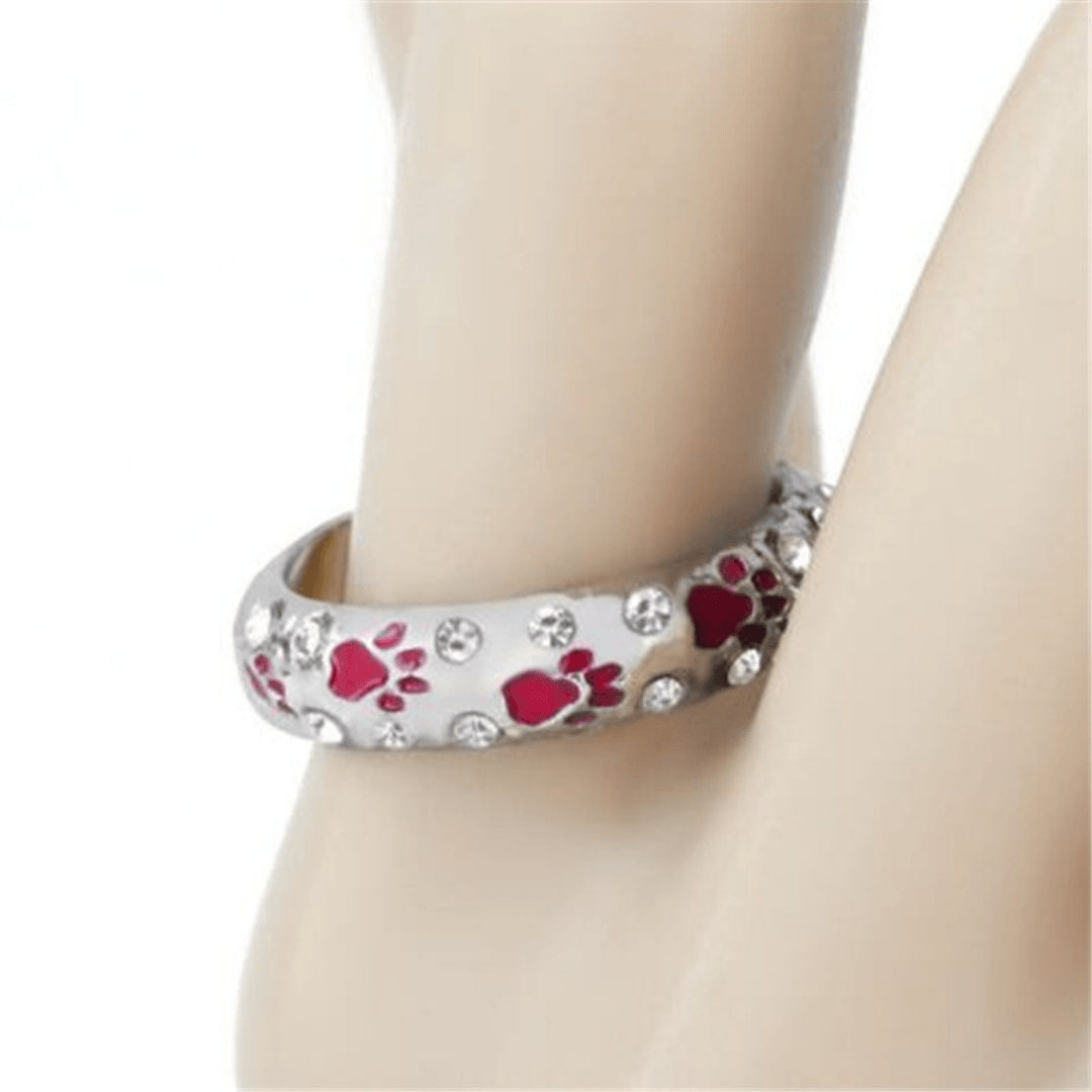 Crystal and Paw Prints Ring - DoggyLoveandMore