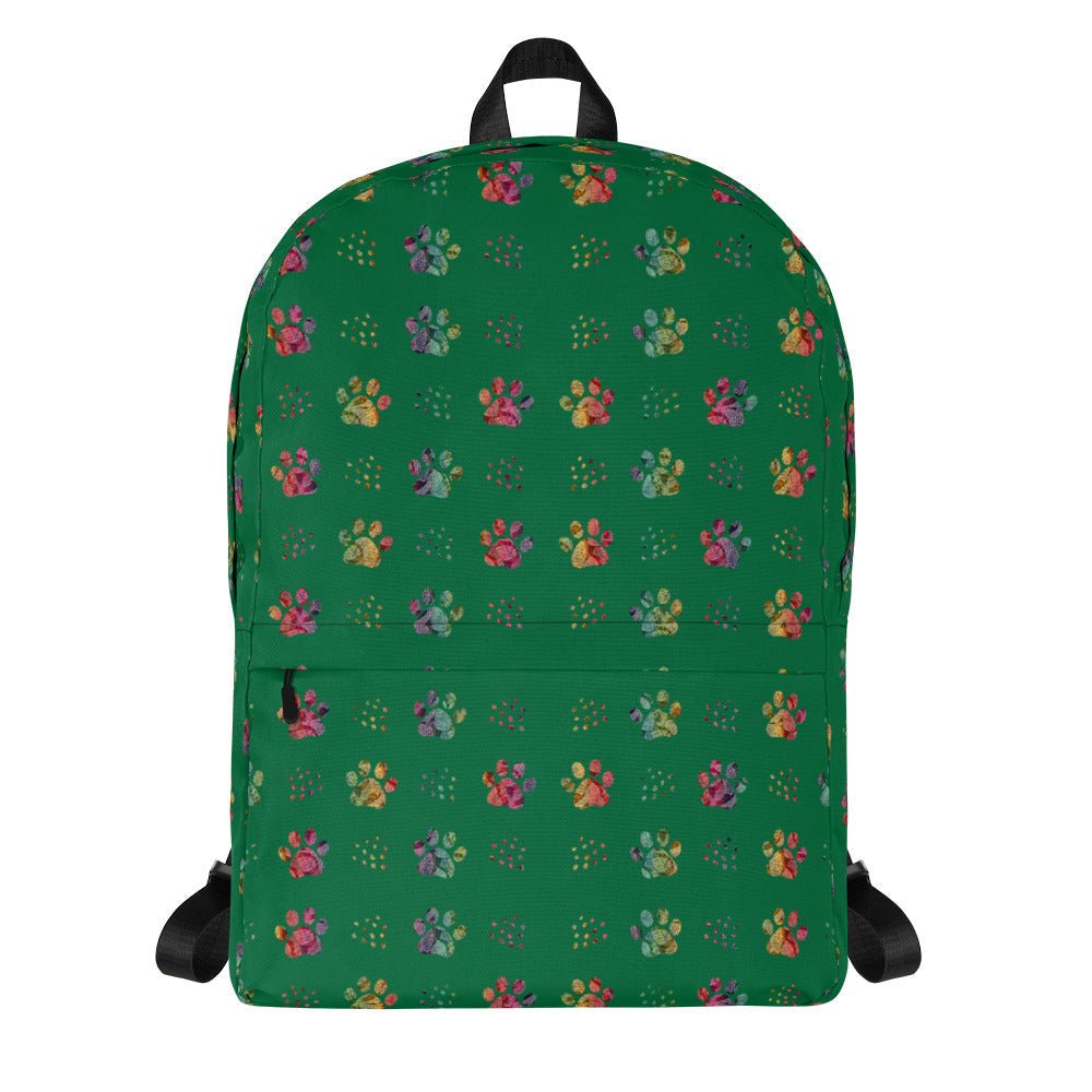 Dark Green Paw Prints Backpack - DoggyLoveandMore