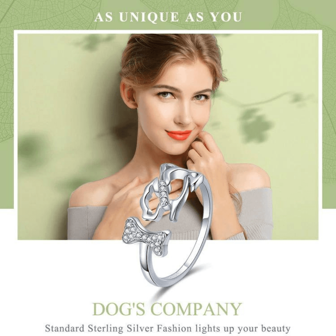 Dog & Bone Adjustable Ring - DoggyLoveandMore