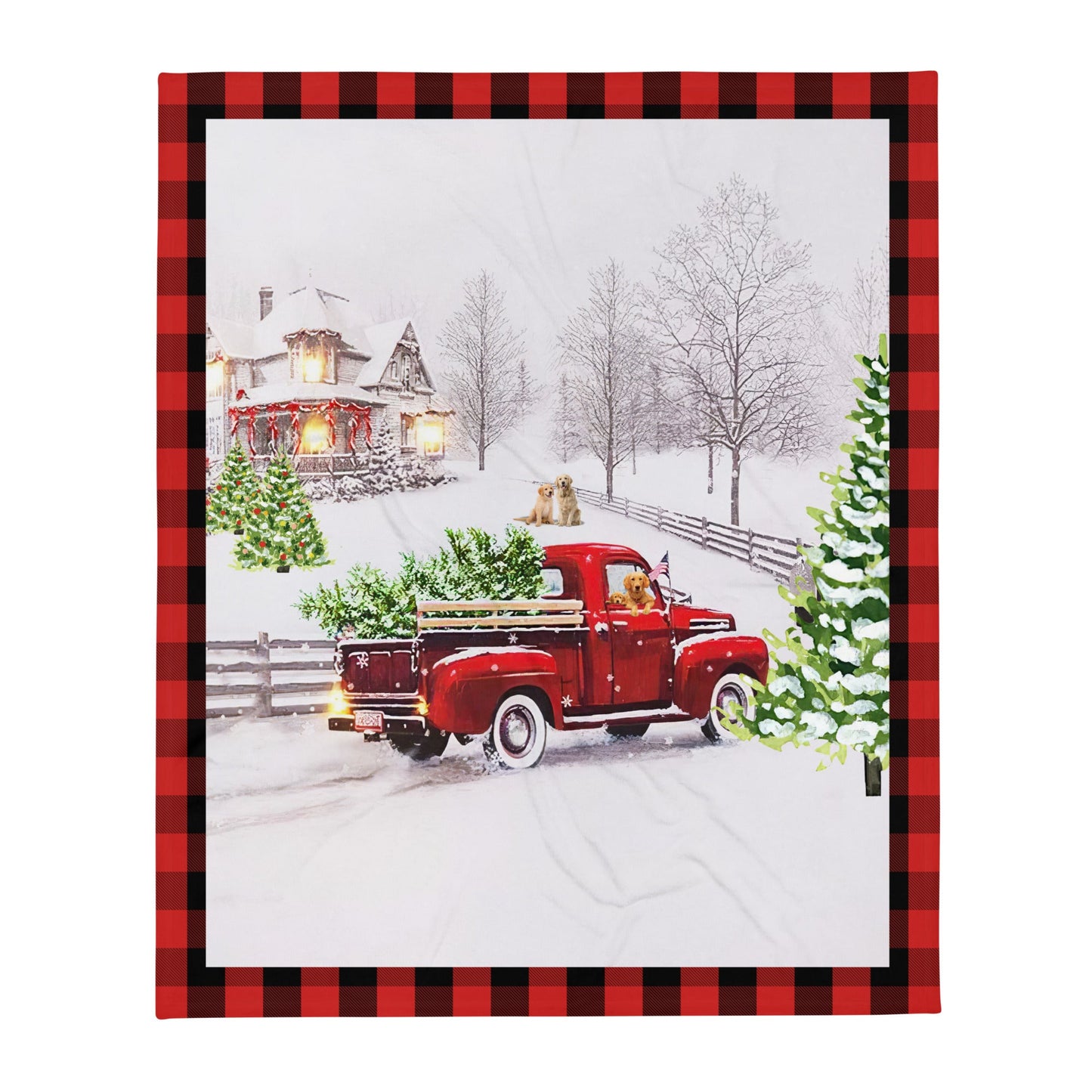 Dog Lovers Old Fashioned Christmas Throw Blanket - DoggyLoveandMore