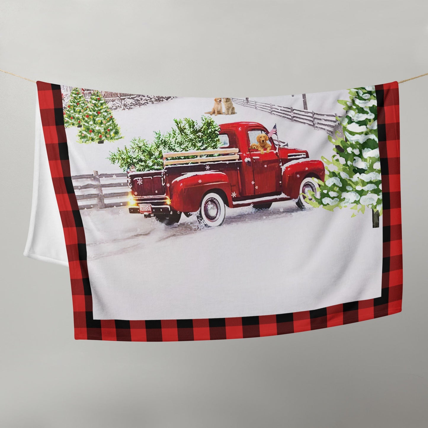 Dog Lovers Old Fashioned Christmas Throw Blanket - DoggyLoveandMore