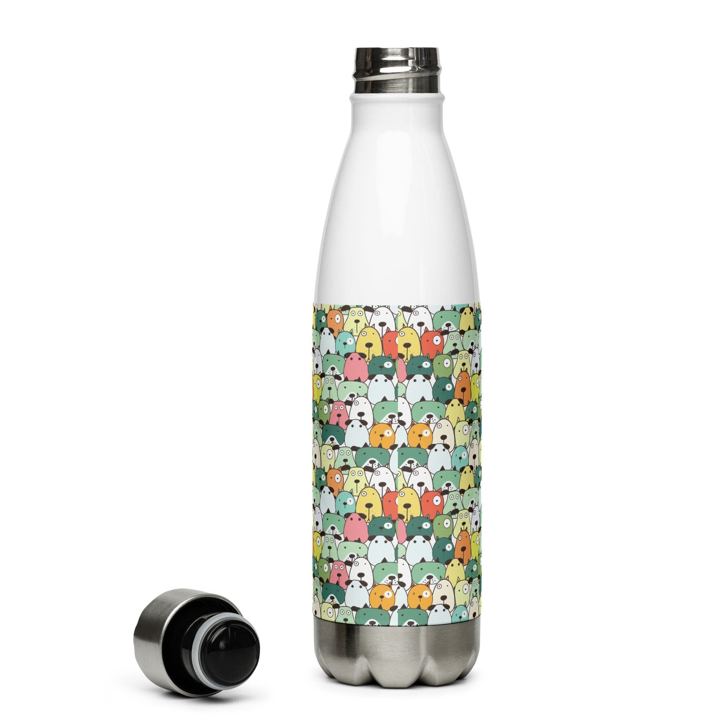 Green Cartoon Dogs Stainless Steel Water Bottle - DoggyLoveandMore