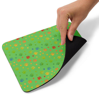 Green Paw Prints Mouse Pad - DoggyLoveandMore
