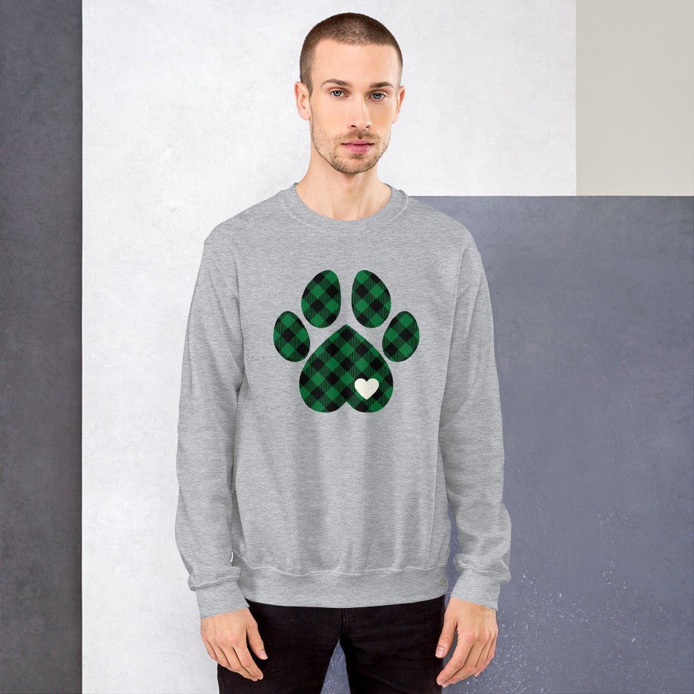 Green Plaid Dog Paw Sweatshirt - DoggyLoveandMore