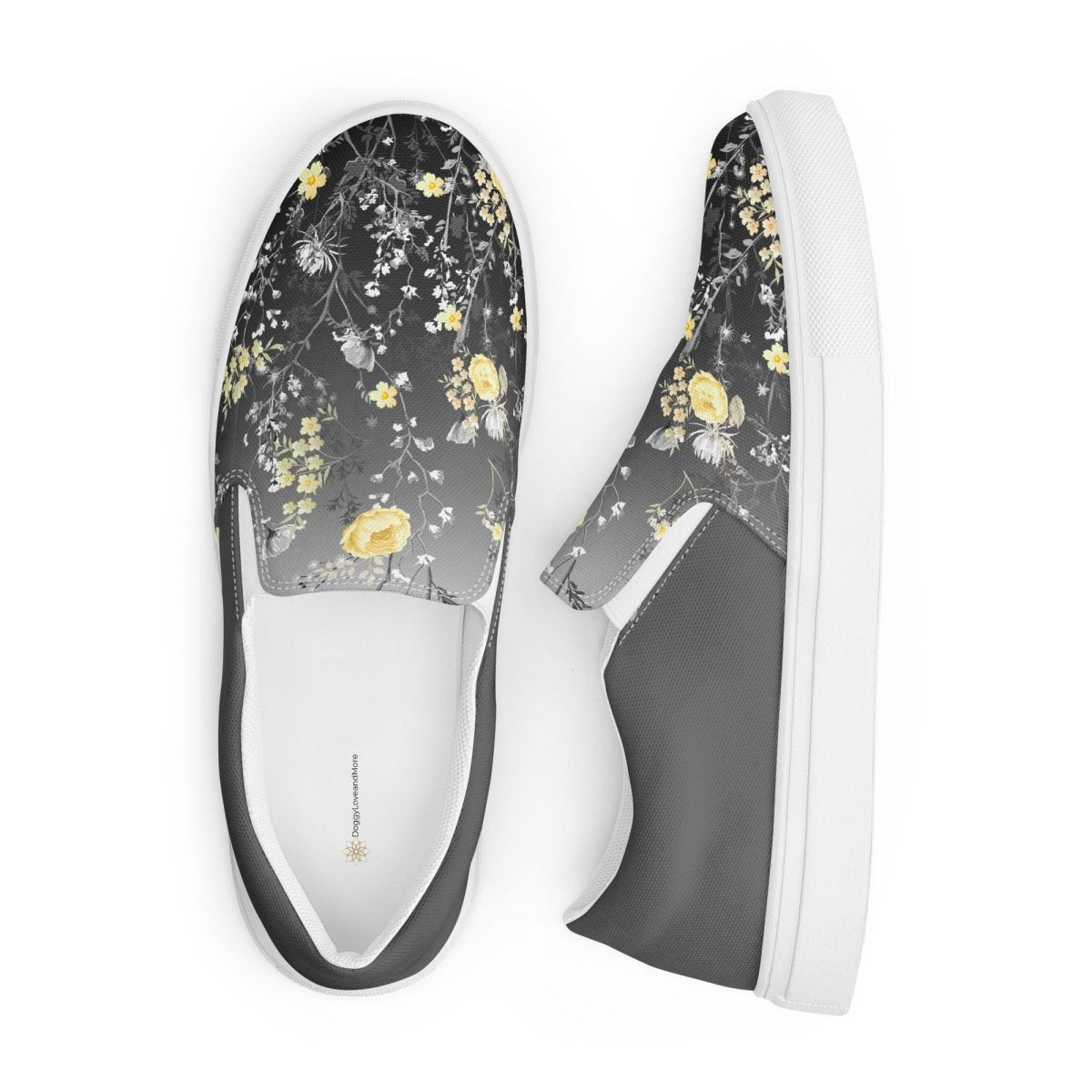 Grey Floral Slip-On Shoes - DoggyLoveandMore