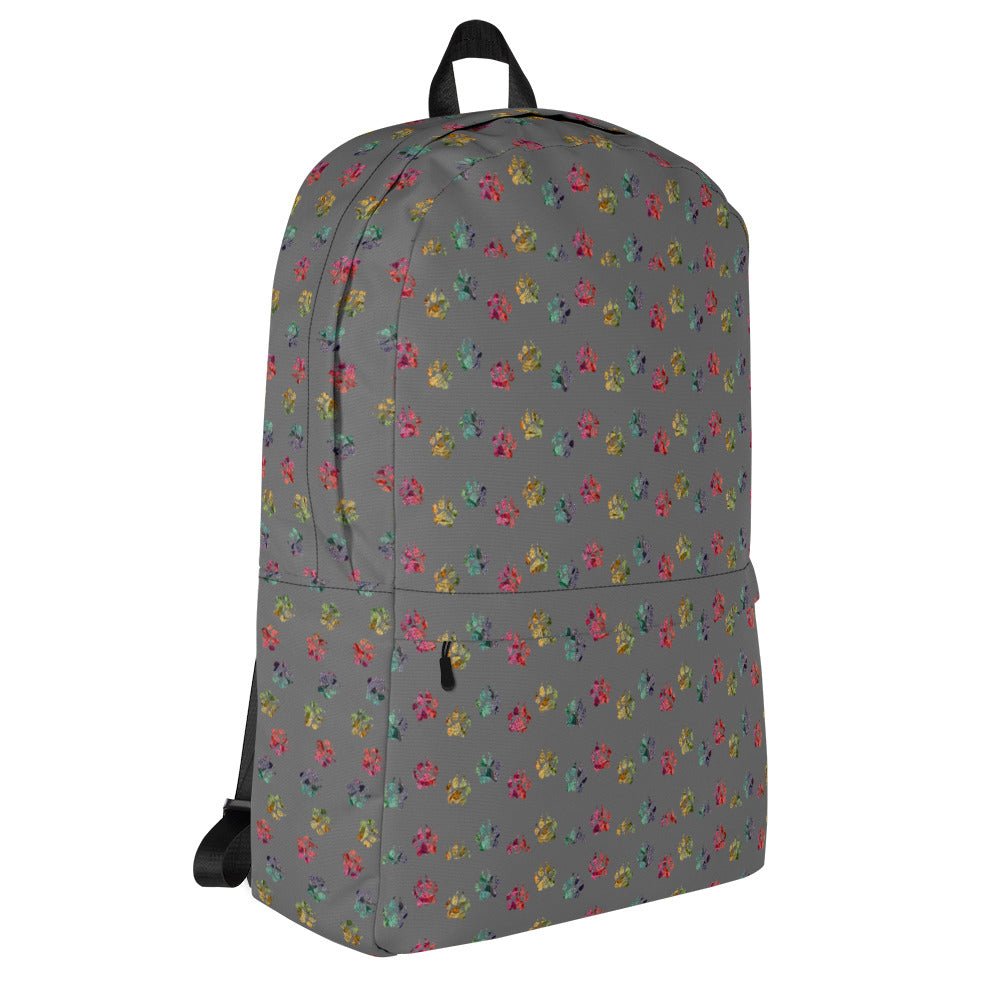 Grey Paw Prints Backpack - DoggyLoveandMore