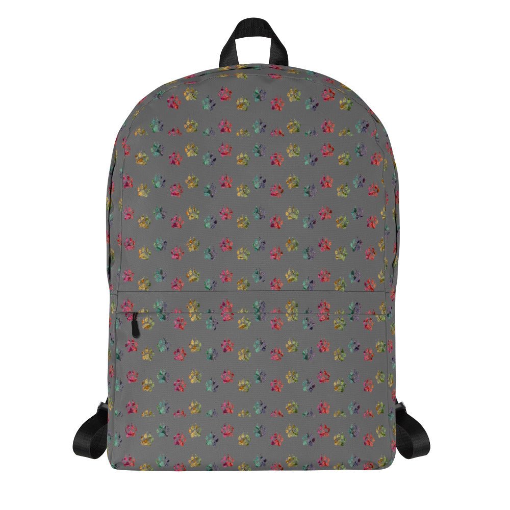 Grey Paw Prints Backpack - DoggyLoveandMore