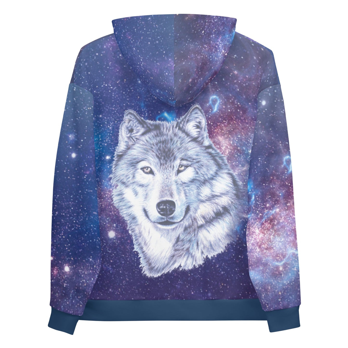 Men's Blue Galaxy Wolf Hoodie-DoggyLoveandMore