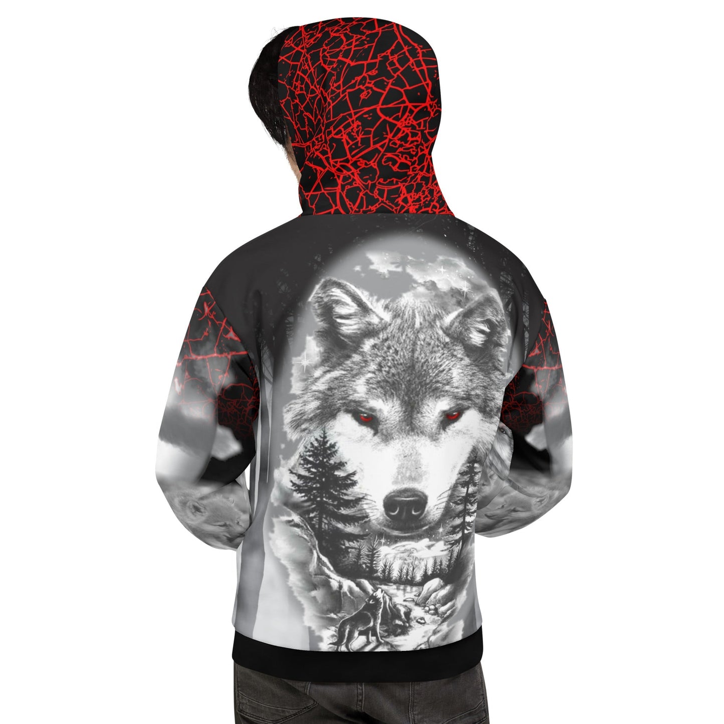 Men's Night Wolf Hoodie-DoggyLoveandMore