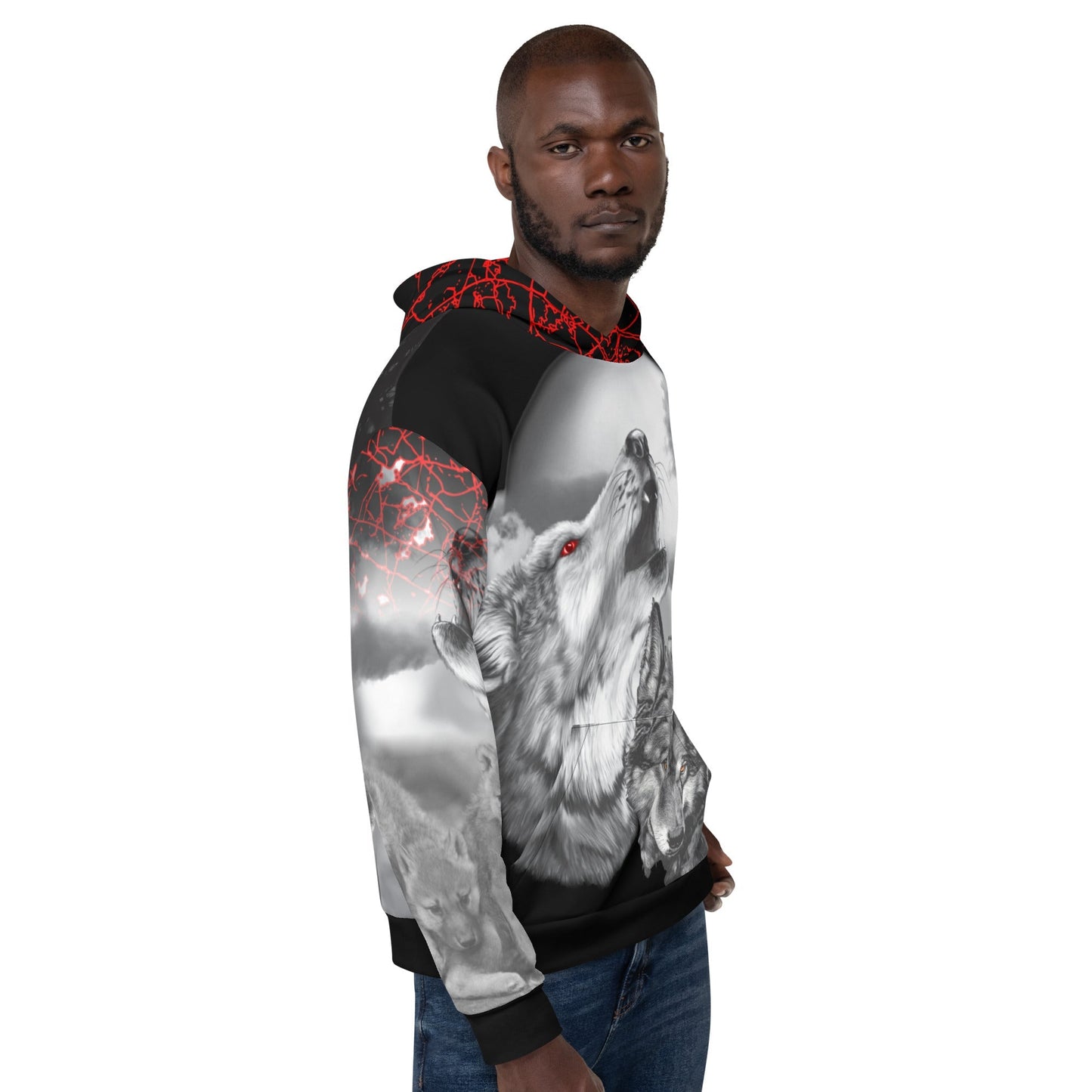 Men's Night Wolf Hoodie-DoggyLoveandMore