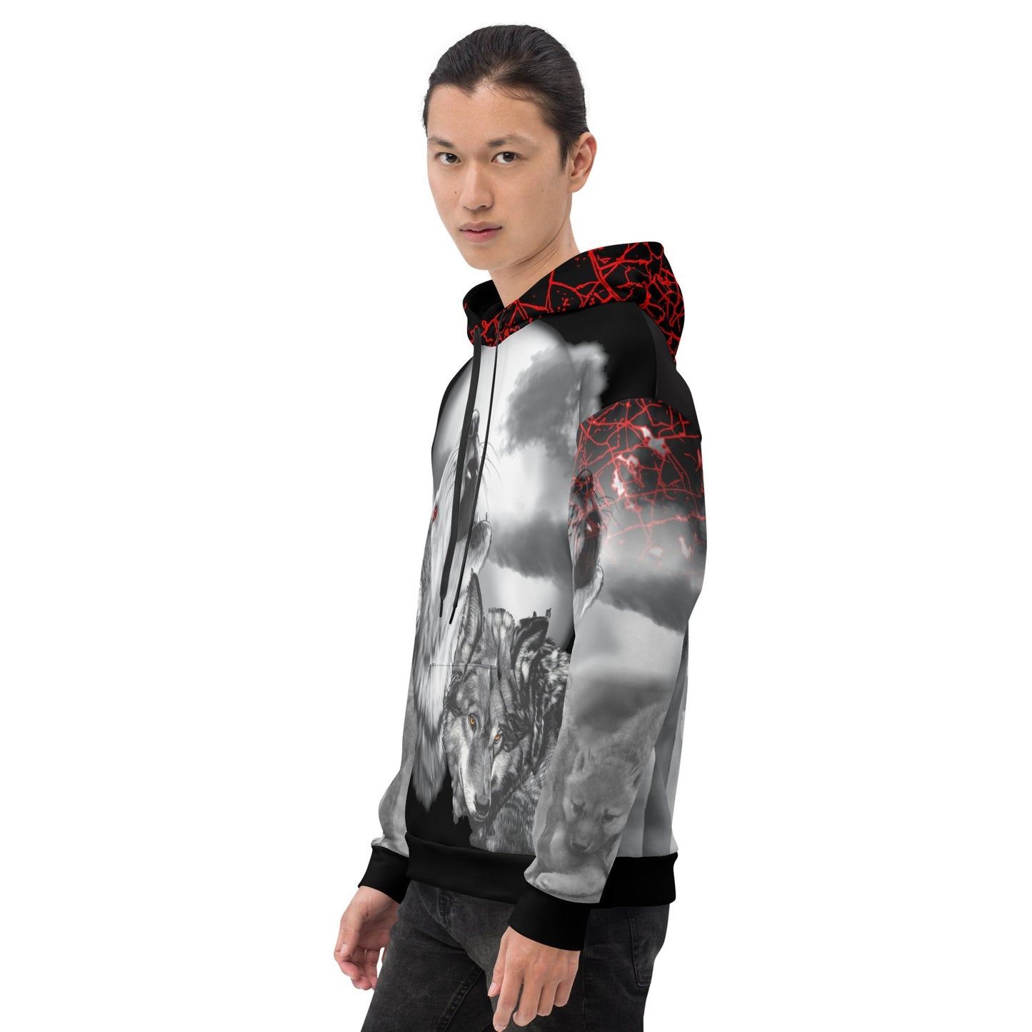 Men's Night Wolf Hoodie-DoggyLoveandMore