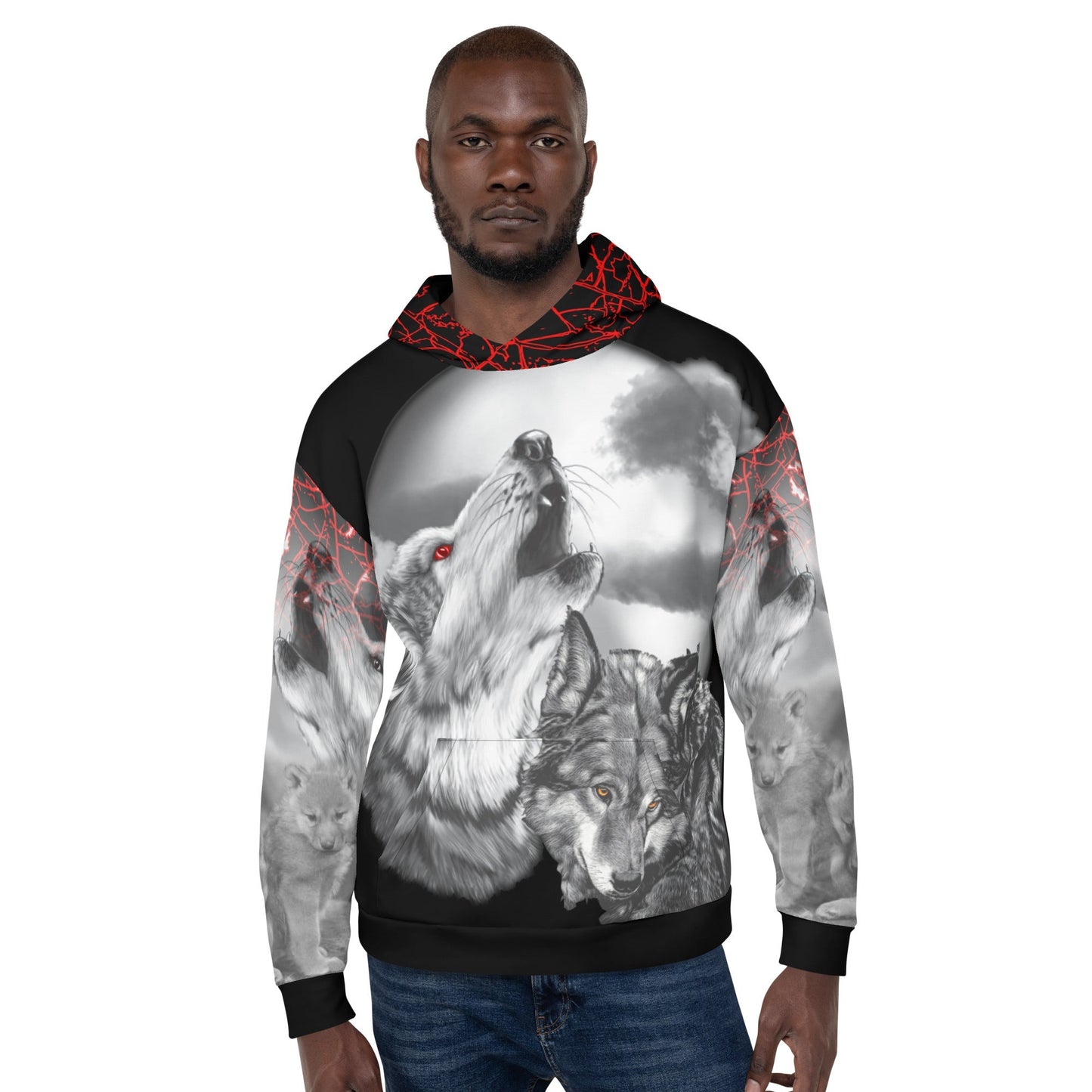 Men's Night Wolf Hoodie-DoggyLoveandMore