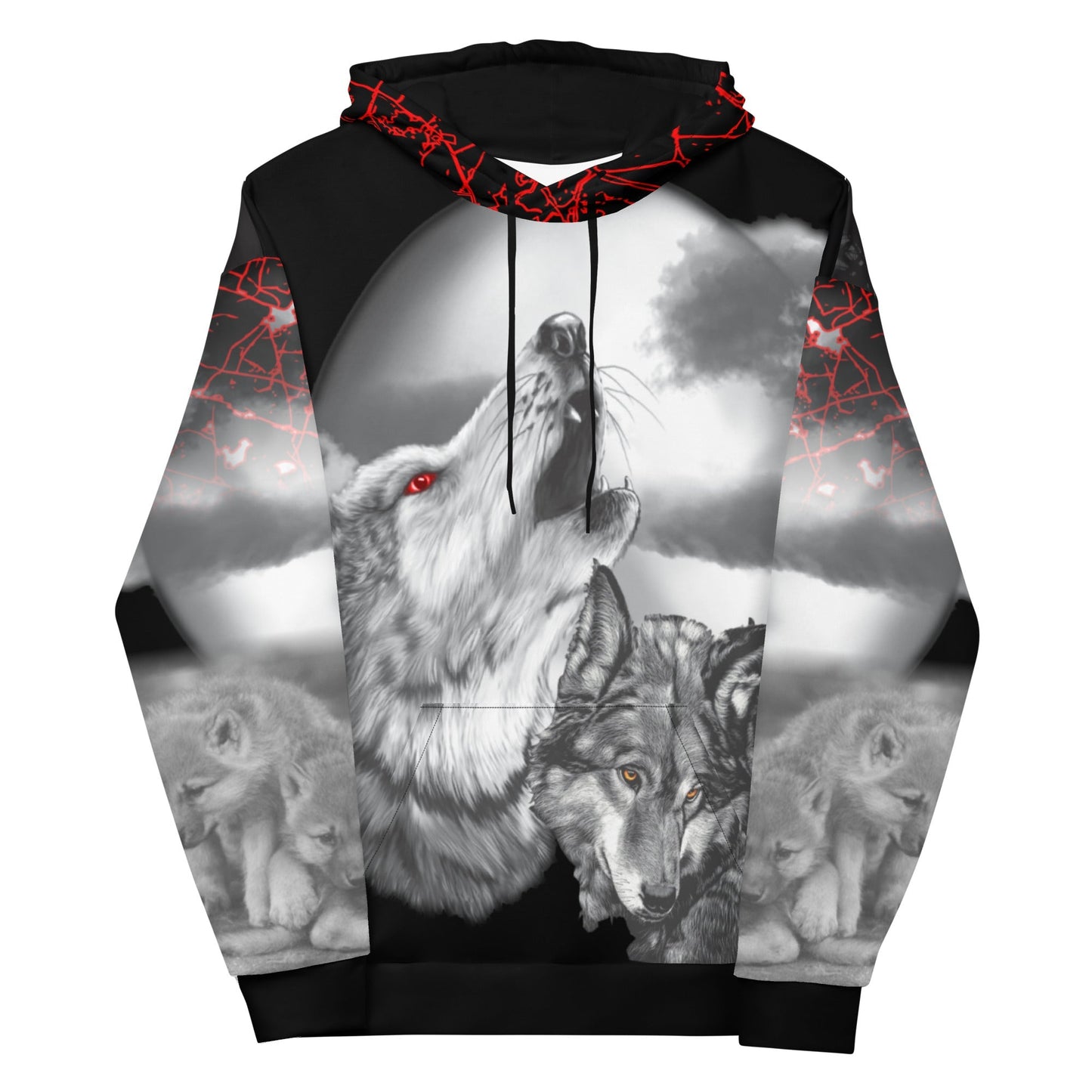 Men's Night Wolf Hoodie-DoggyLoveandMore