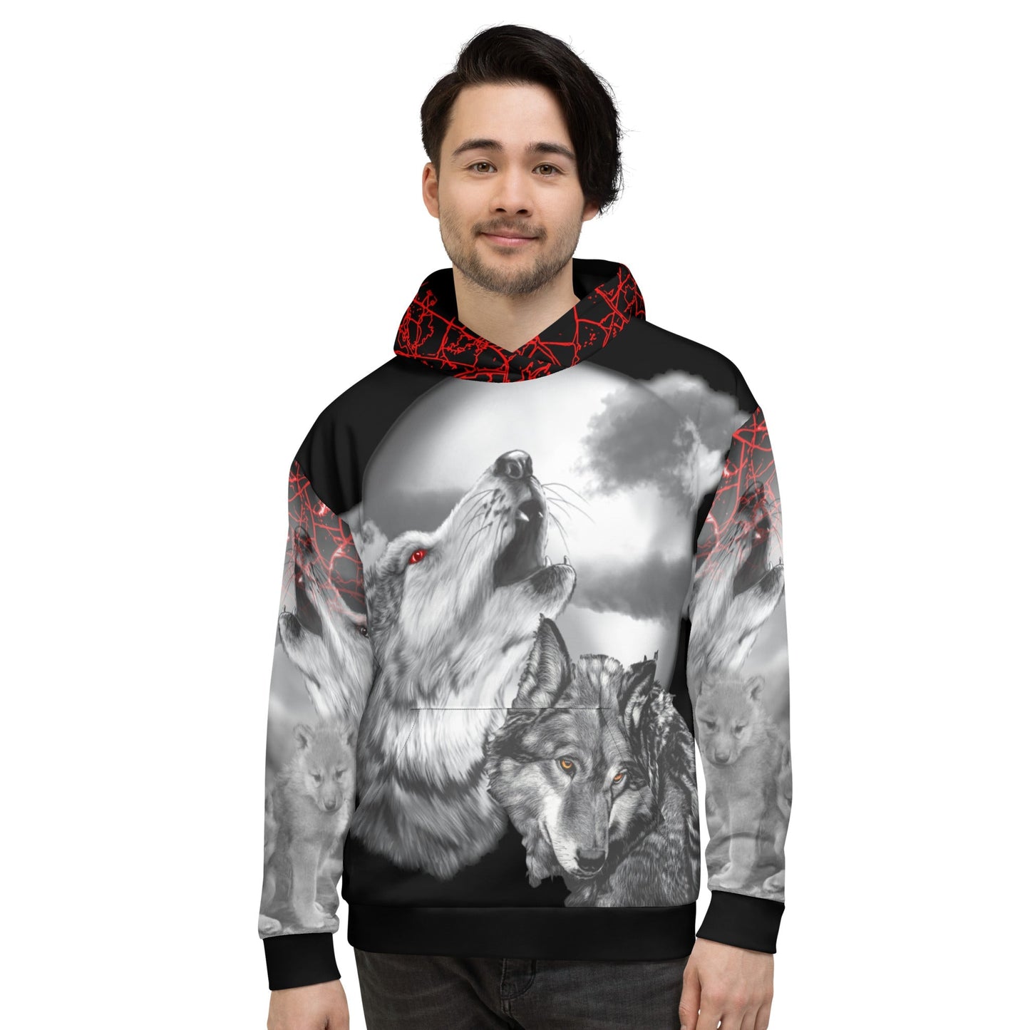 Men's Night Wolf Hoodie-DoggyLoveandMore