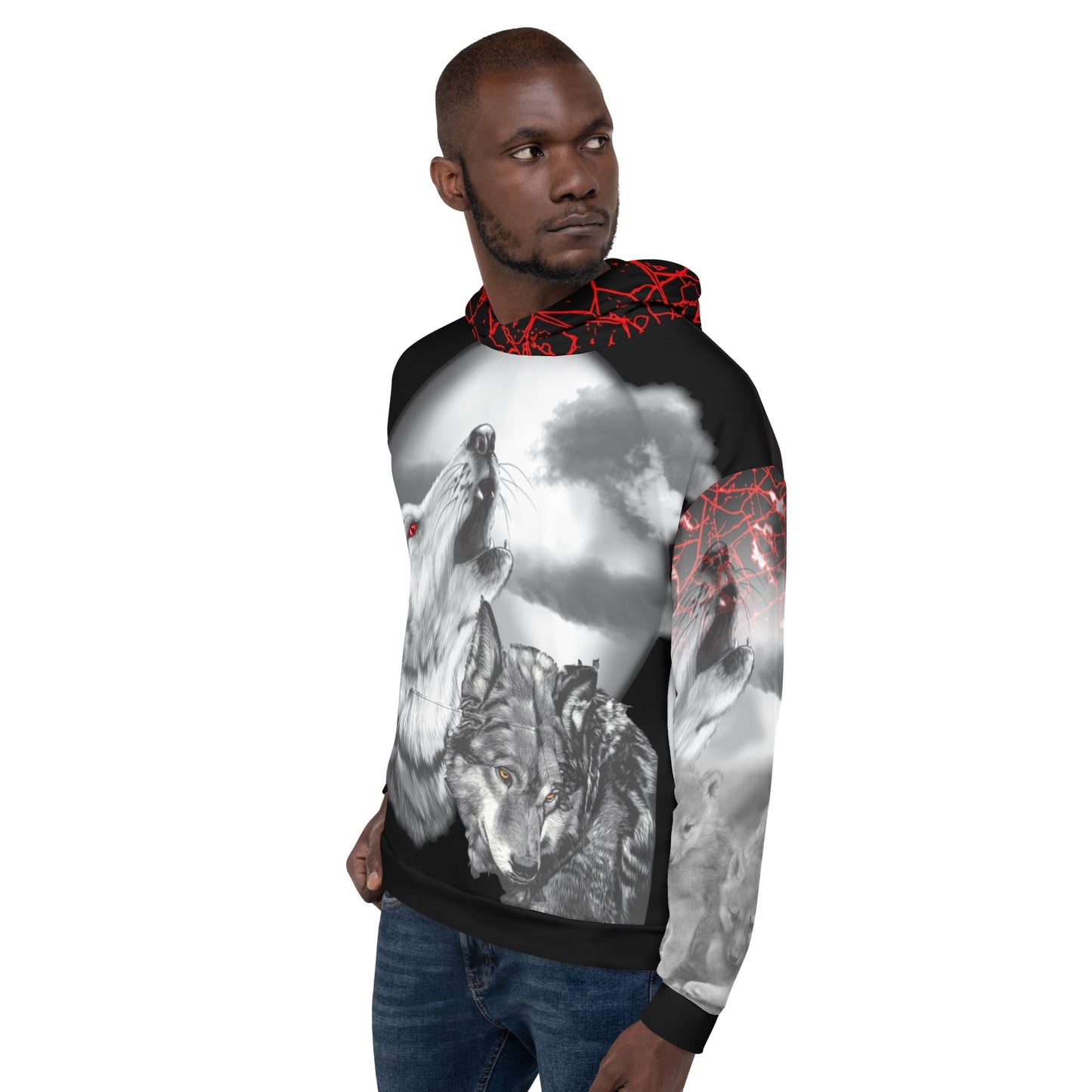 Men's Night Wolf Hoodie-DoggyLoveandMore