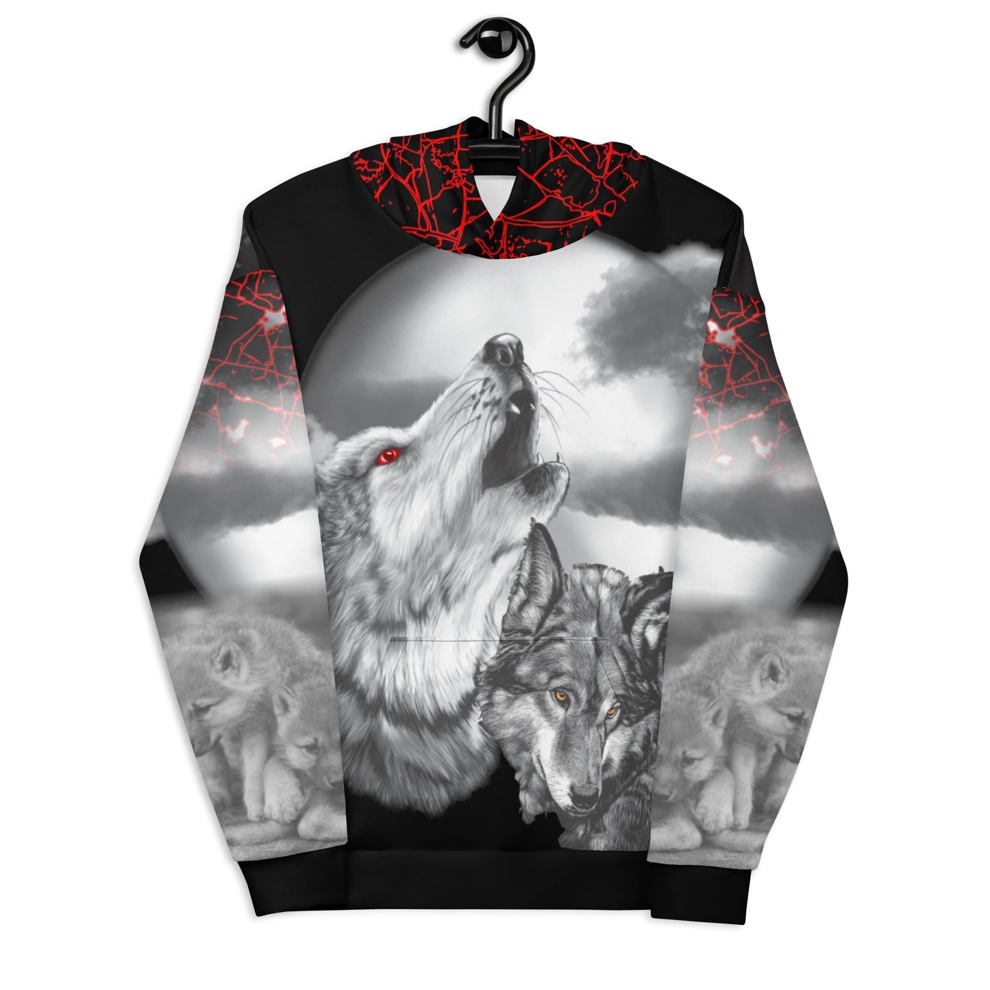 Men's Night Wolf Hoodie-DoggyLoveandMore