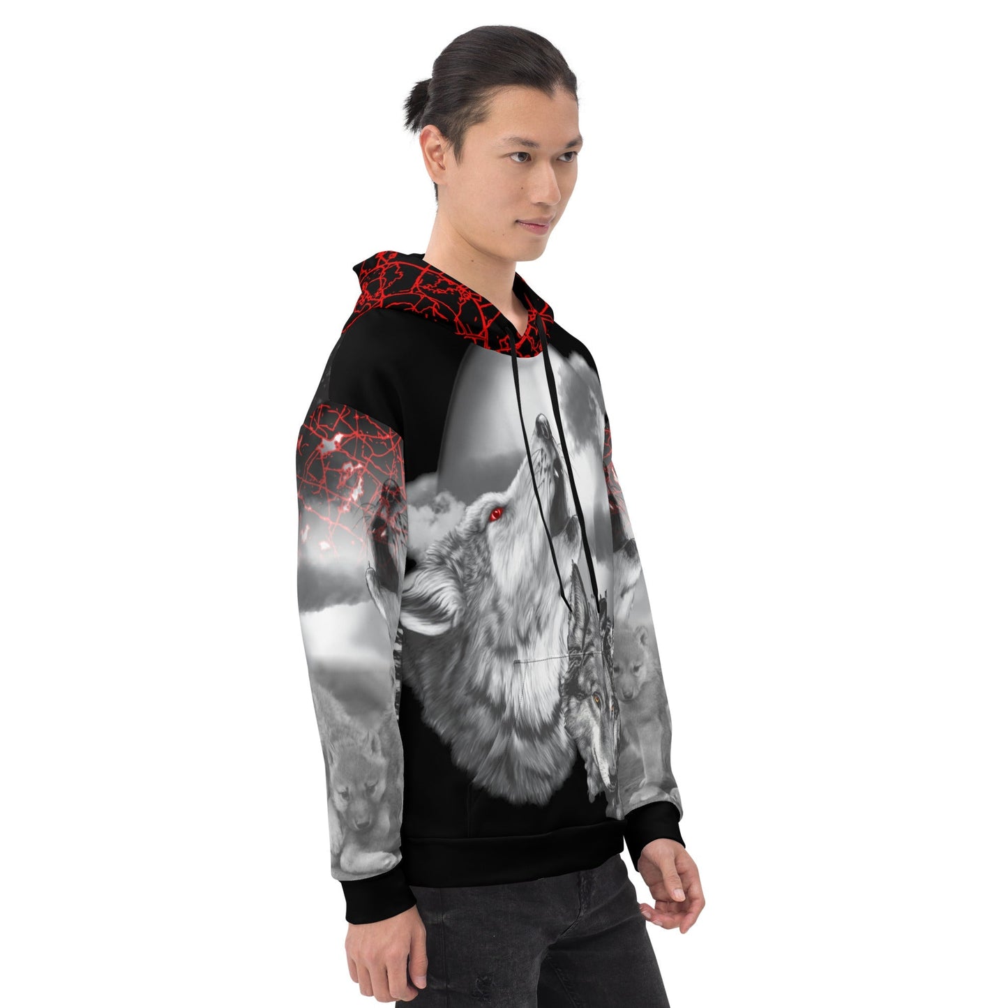 Men's Night Wolf Hoodie-DoggyLoveandMore