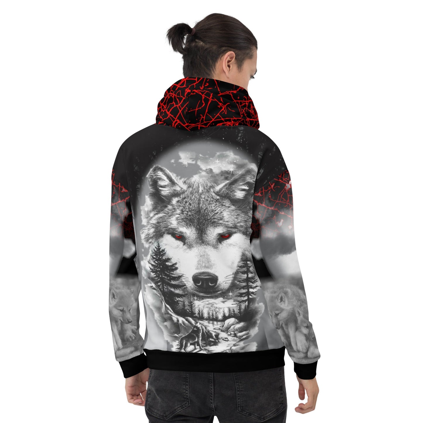 Men's Night Wolf Hoodie-DoggyLoveandMore