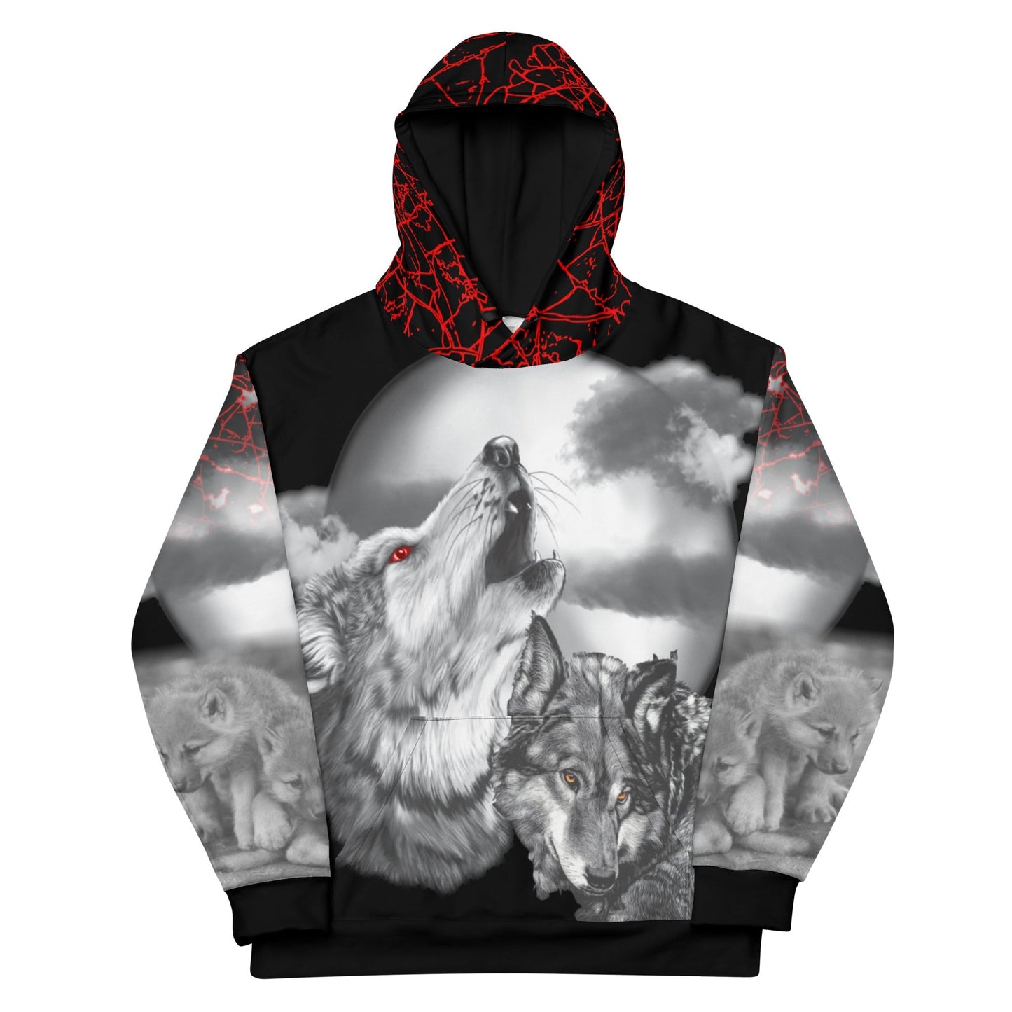 Men's Night Wolf Hoodie-DoggyLoveandMore