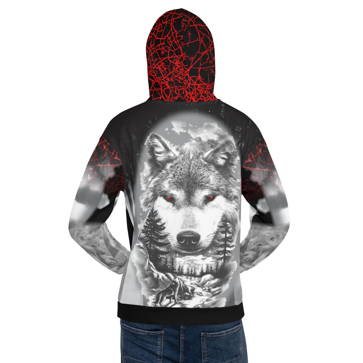 Men's Night Wolf Hoodie-DoggyLoveandMore