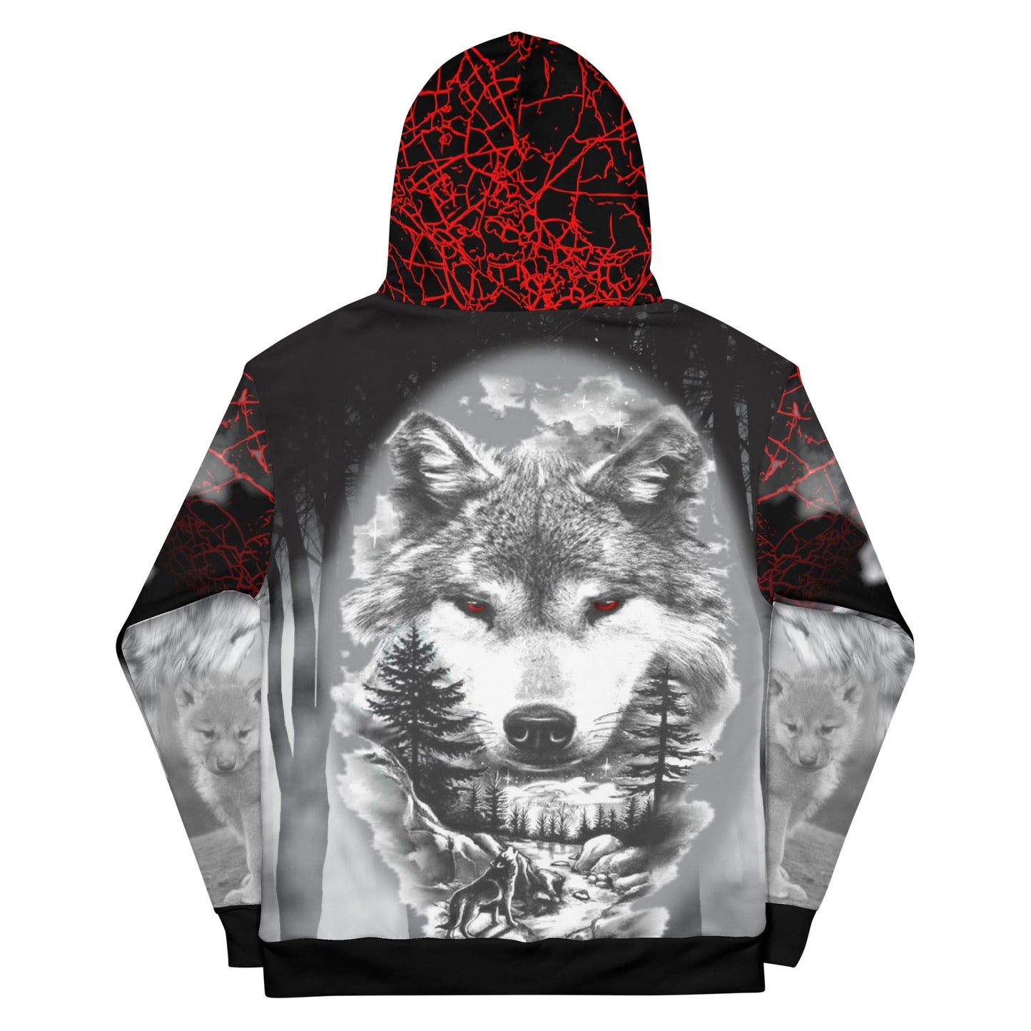 Men's Night Wolf Hoodie-DoggyLoveandMore