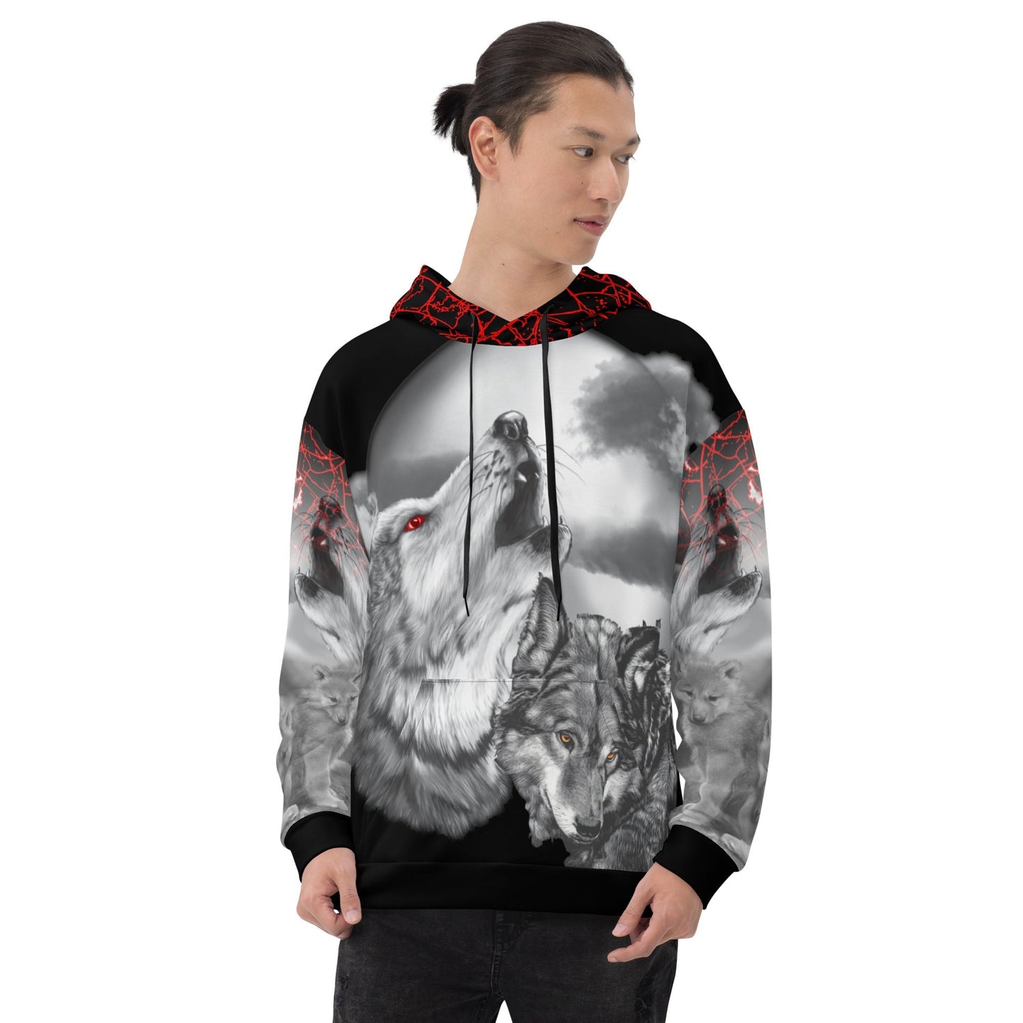 Men's Night Wolf Hoodie-DoggyLoveandMore