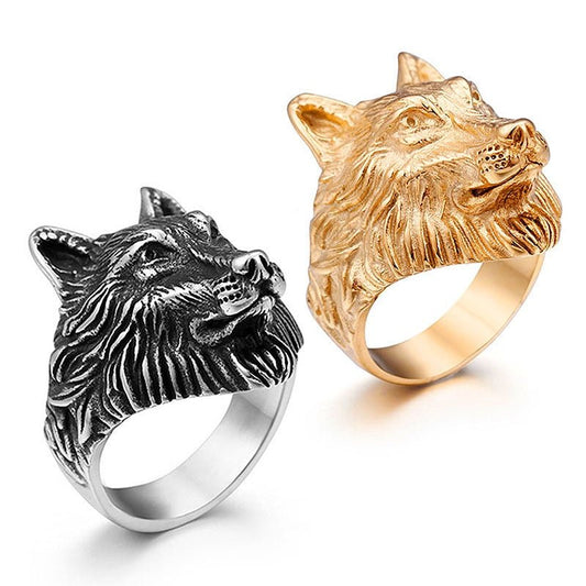Men's Wolf Head Ring-DoggyLoveandMore