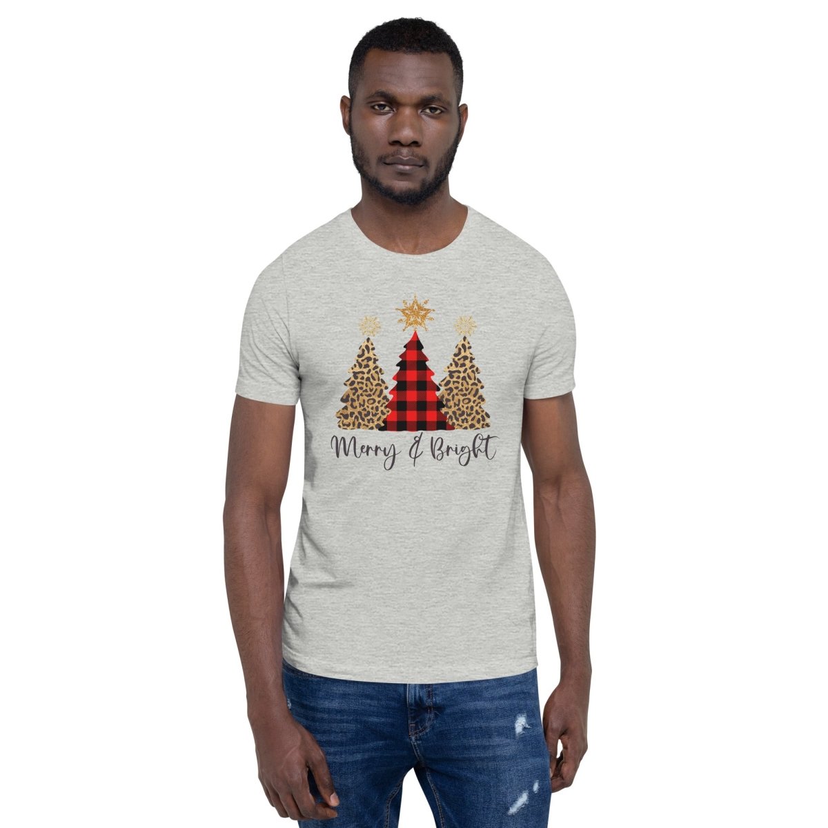 Merry & Bright Plaid Trees T-Shirt - DoggyLoveandMore